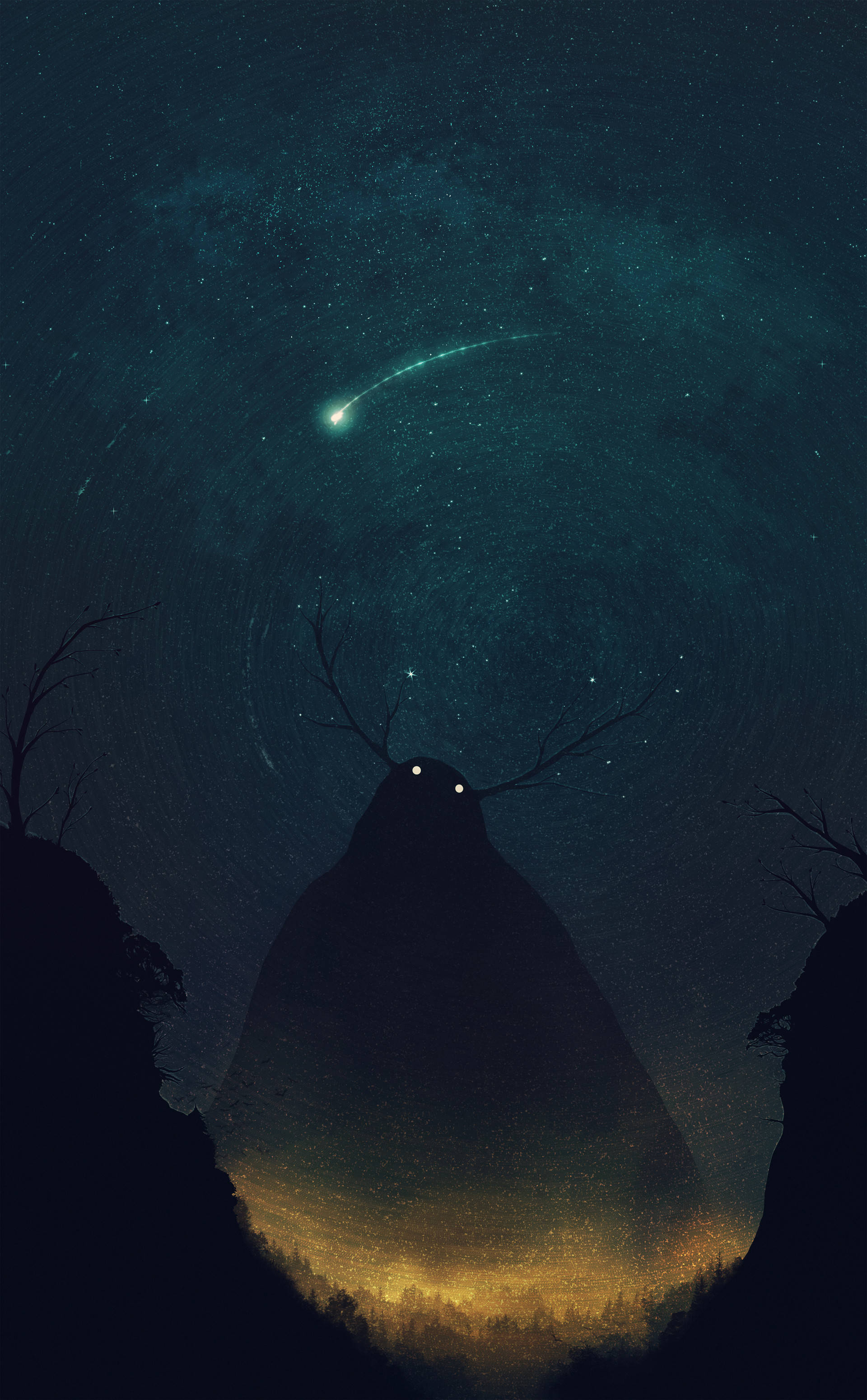 Bóng ma quái vật khổng lồ ẩn nấp trong bóng tối Hình nền