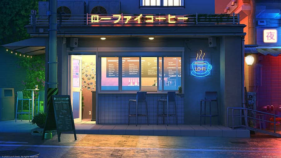 Quán cà phê 4K Lo Fi Hình nền