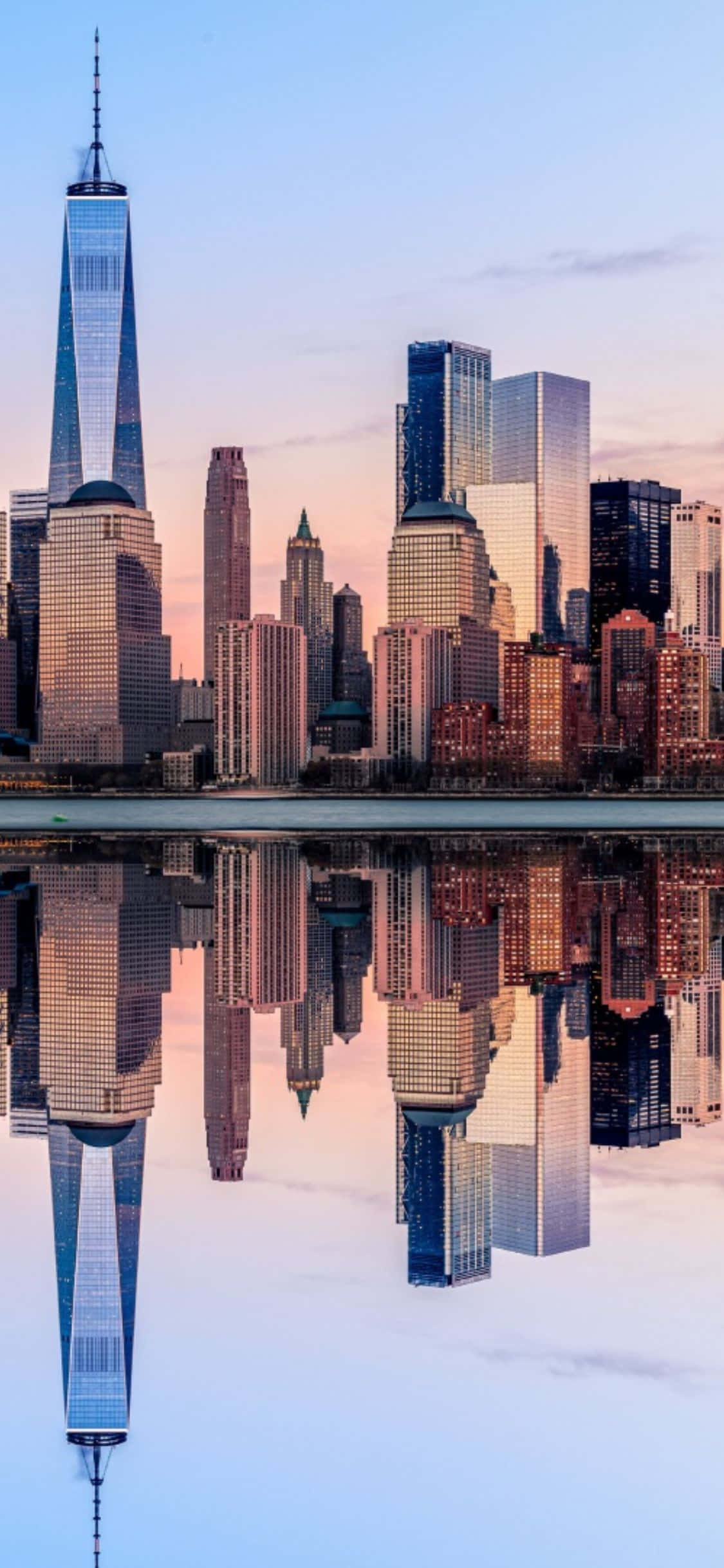 Quang cảnh ngoạn mục đường chân trời thành phố New York được chụp trên hình nền iPhone X Hình nền