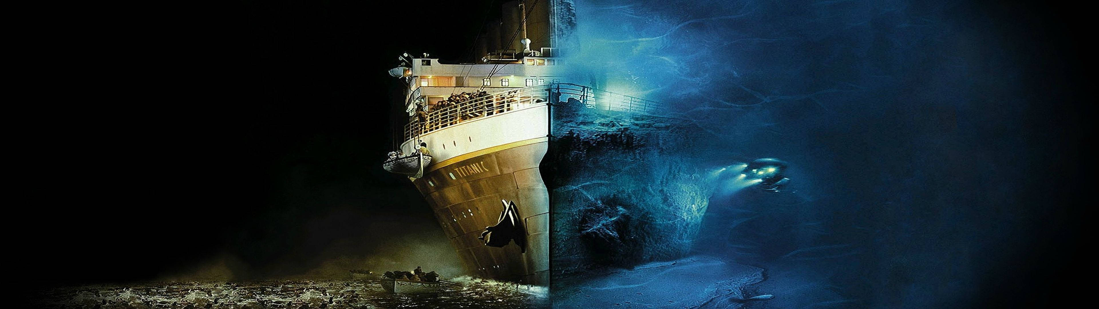 Quang cảnh tàu Titanic trên và dưới mặt biển Hình nền