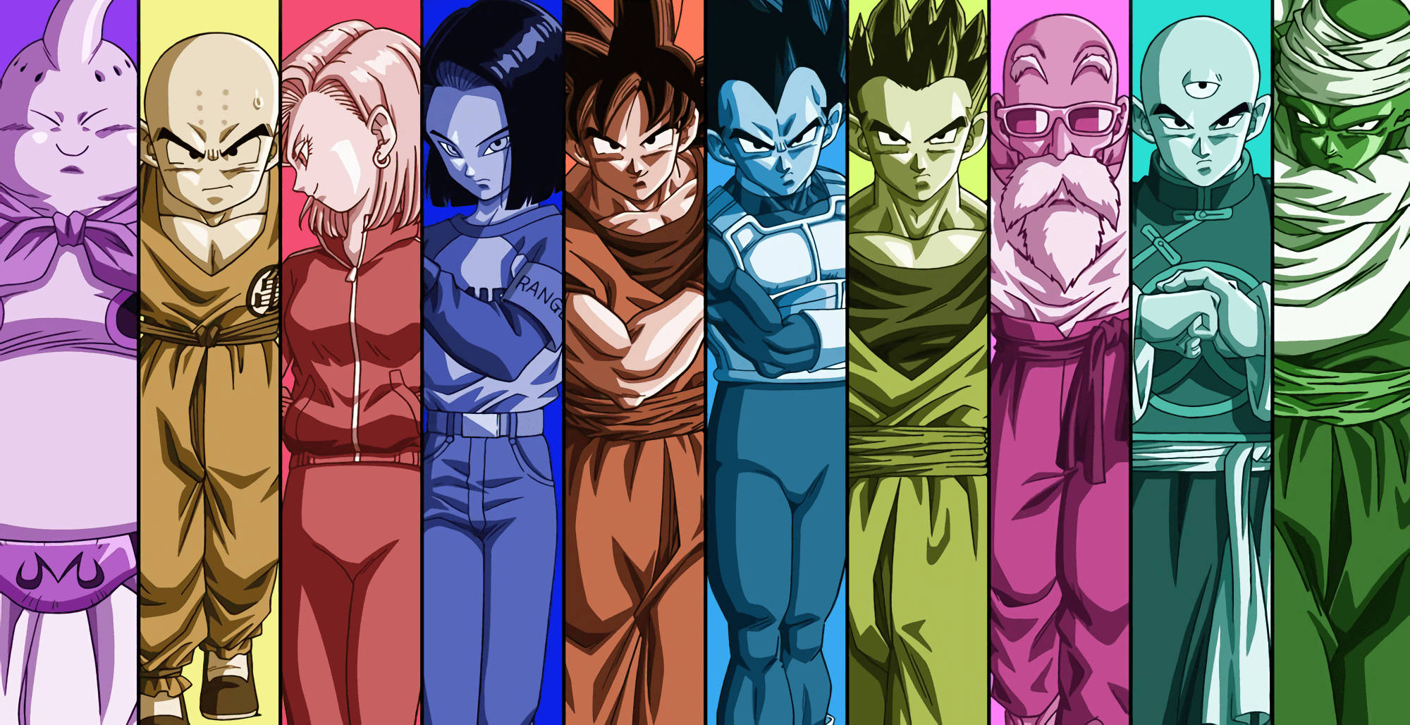 Quây quần cho một cuộc phiêu lưu hành động với các nhân vật biểu tượng của Dragon Ball Hình nền