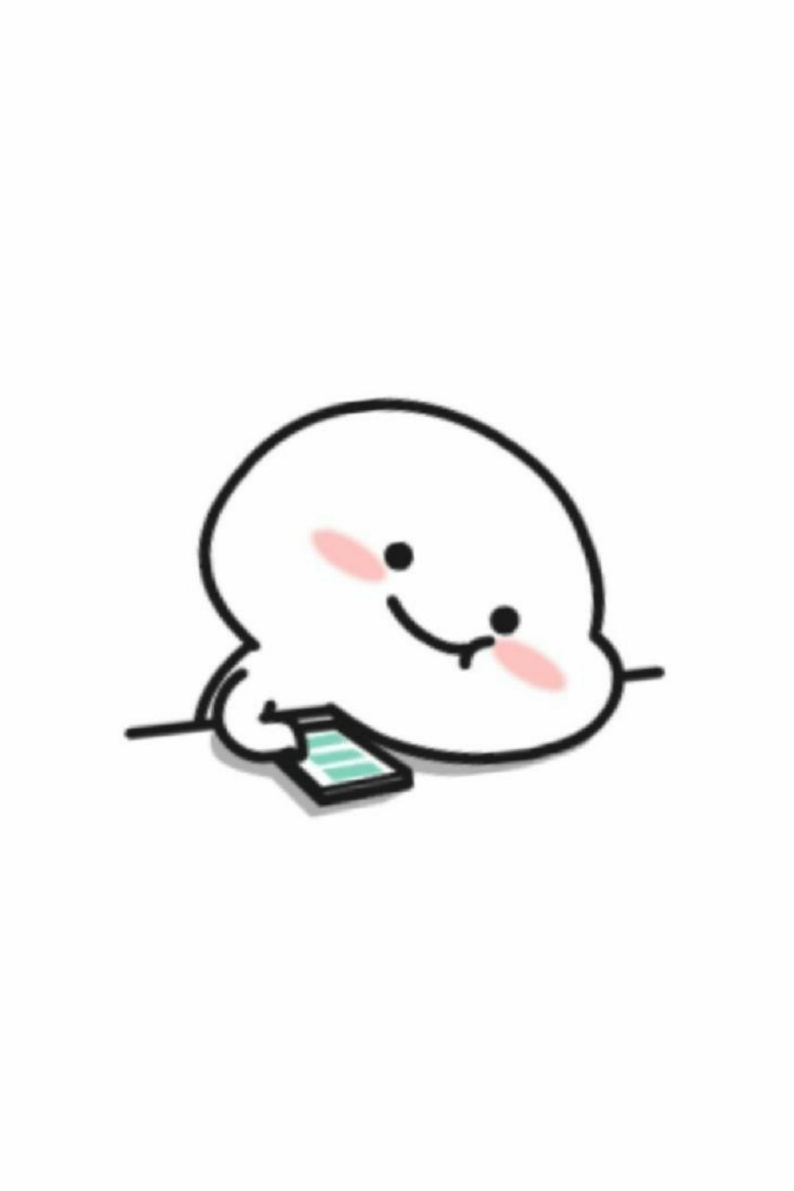 Quby cầm điện thoại trên nền trắng Hình nền