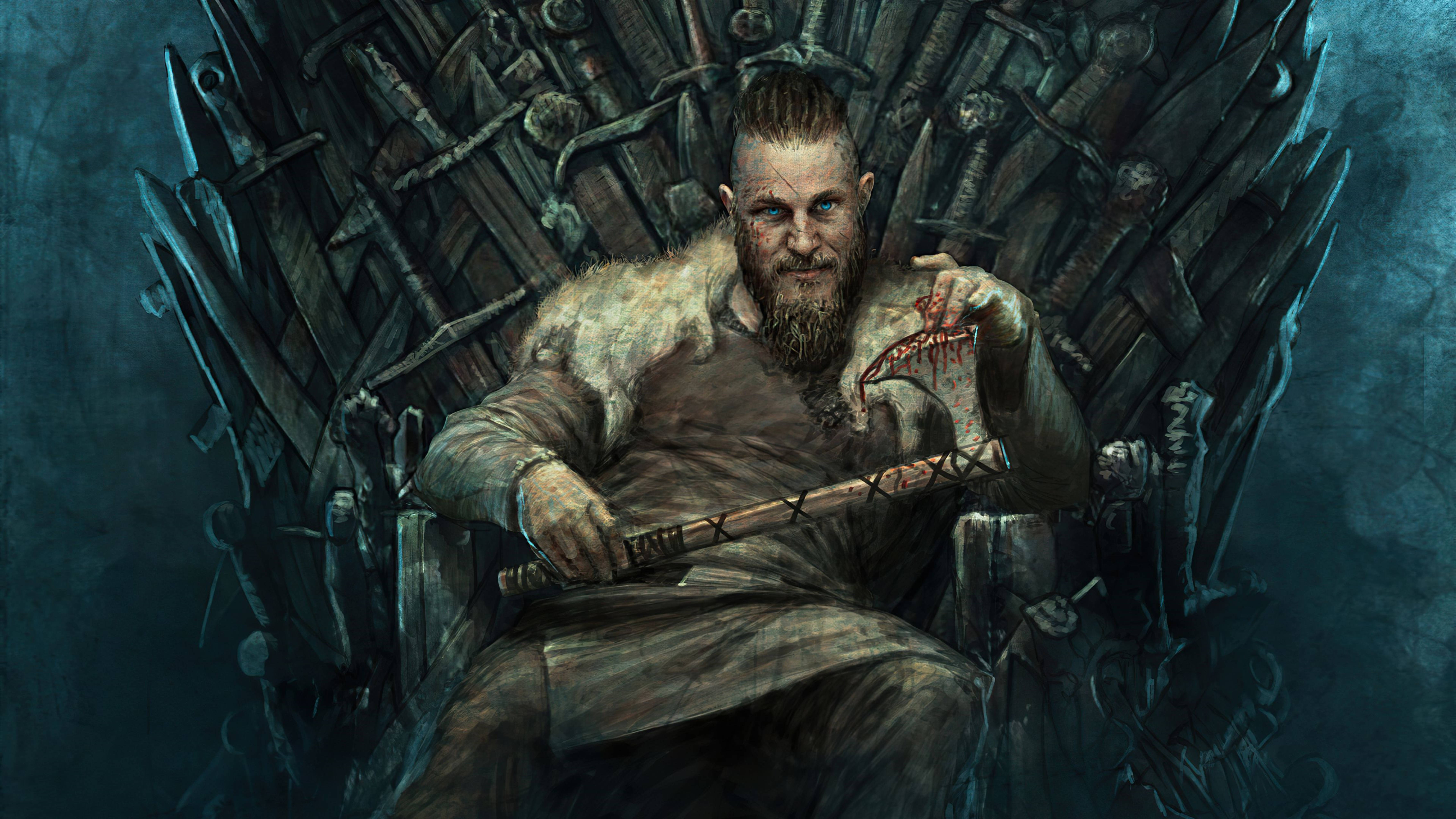 Ragnar Lothbrok 4K trên Ngai Sắt Hình nền