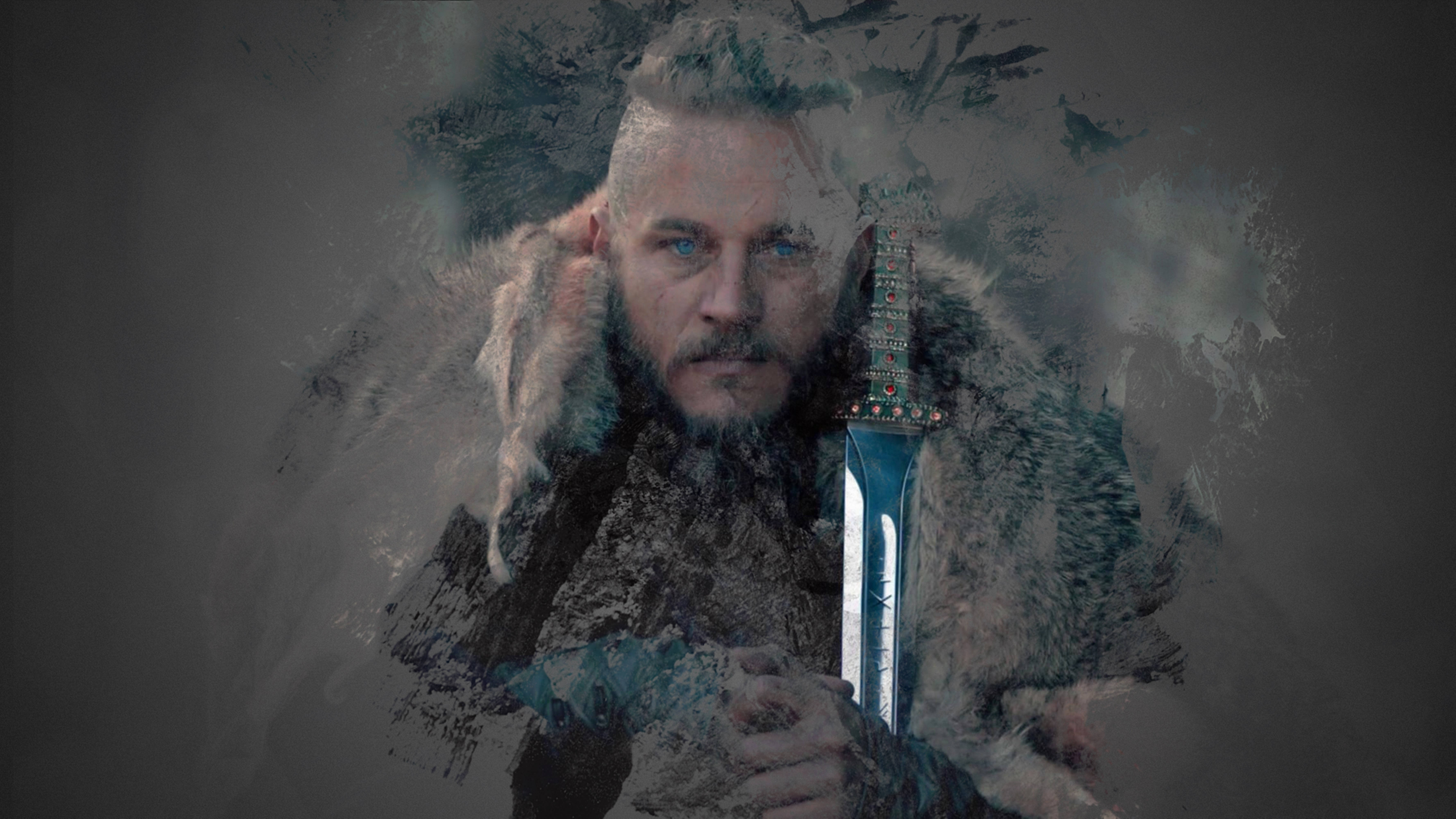 Ragnar Lothbrok 4K Vikings Nâu Thẩm Mỹ Hình nền