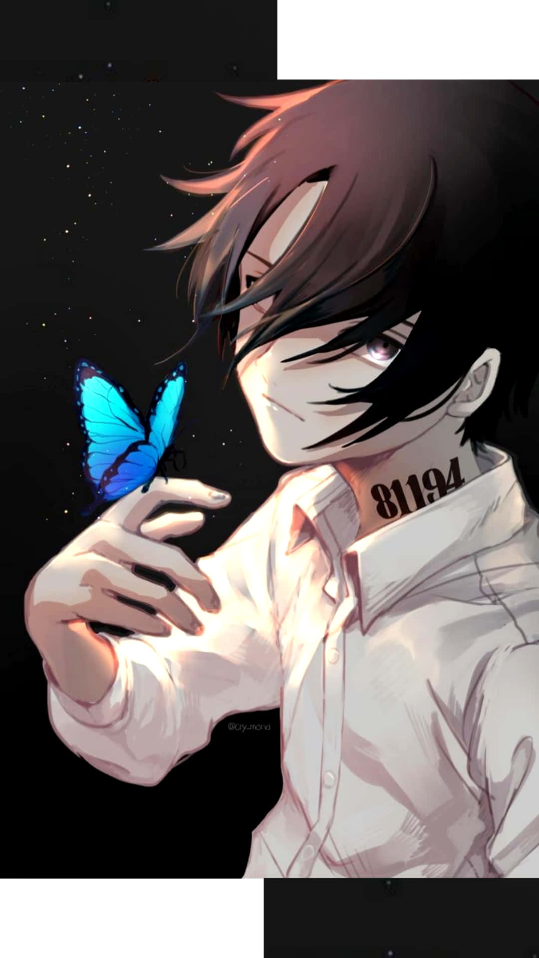 Ray The Promised Neverland với chú bướm xanh Hình nền