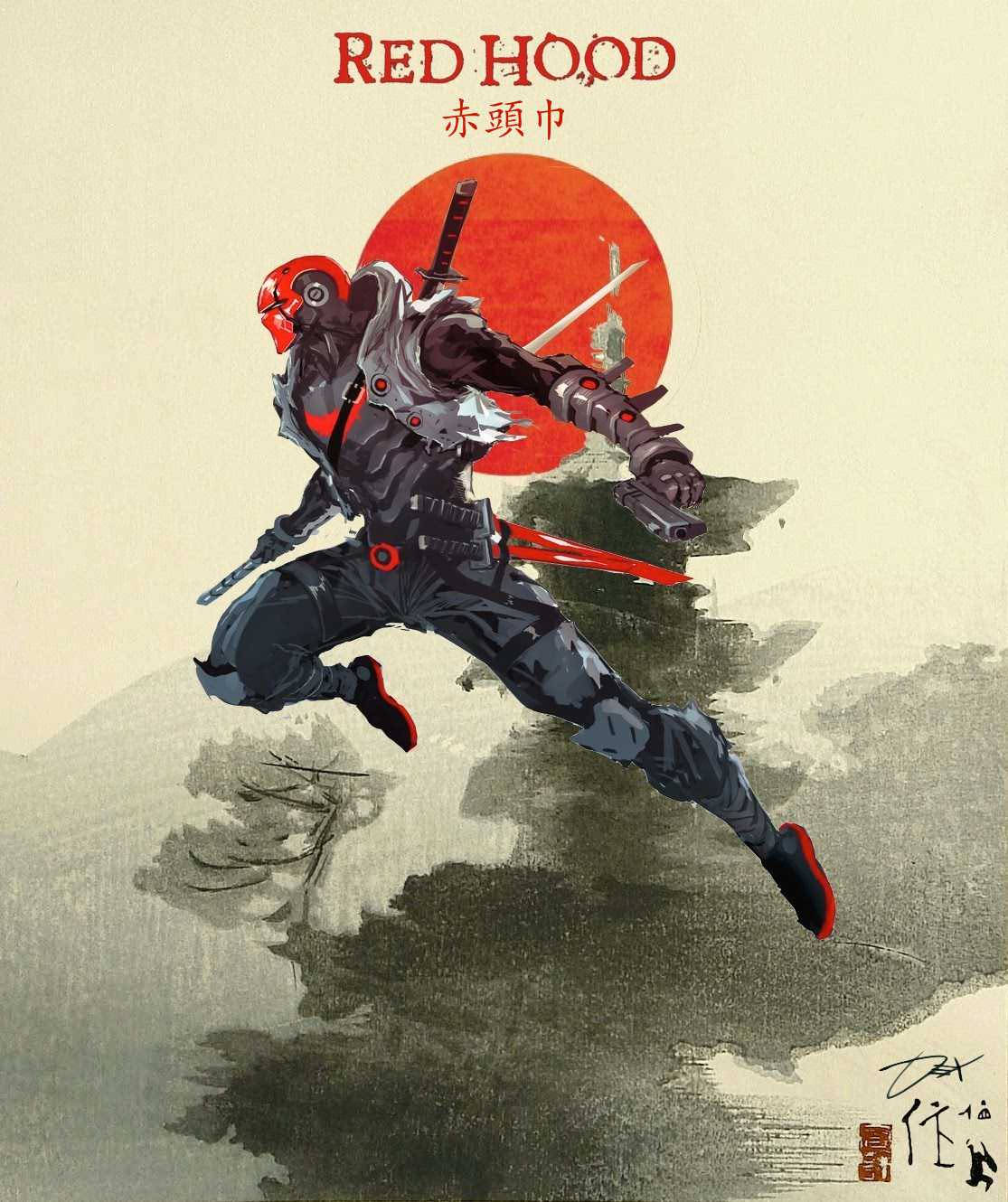 Red Hood Phong Cách Nhật Bản Hình nền