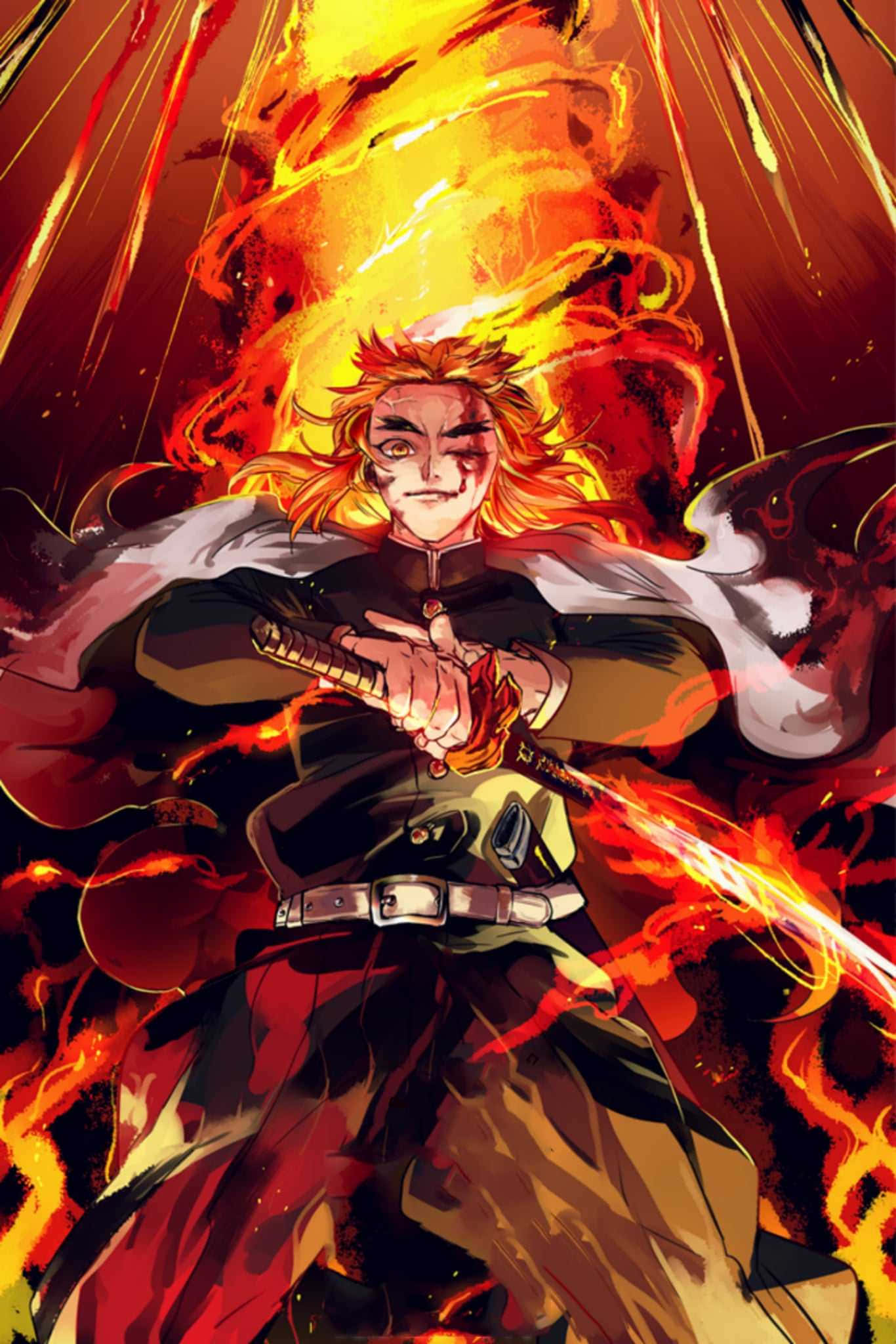 Rengoku Kyōjurō - Trụ Cột Lửa của Sát Quỷ Đoàn Hình nền