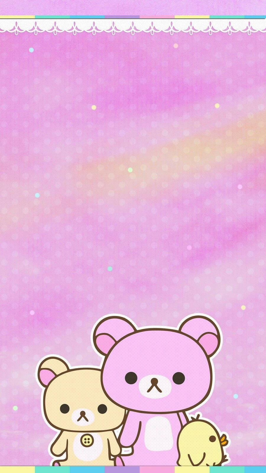 Rilakkuma hồng dễ thương trên nền hồng sặc sỡ Hình nền