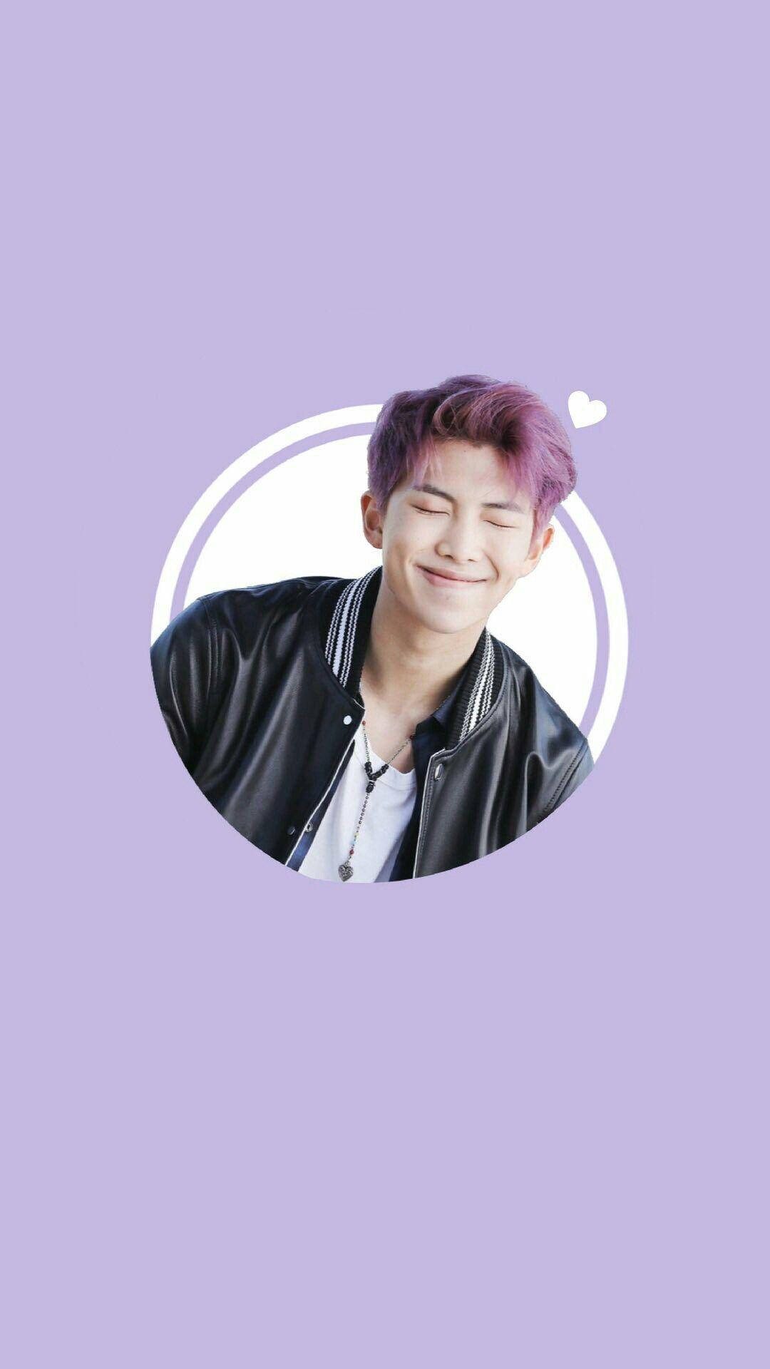 RM BTS Dễ Thương Trong Vòng Tròn Trên Nền Tím Hình nền