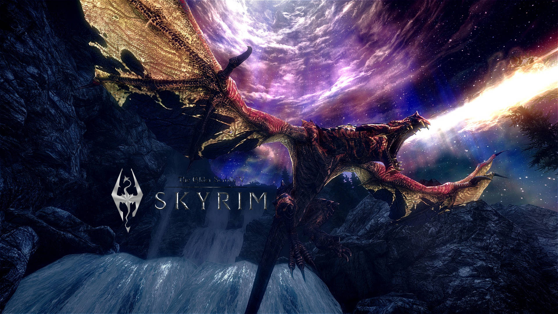 Rồng Skyrim 4K Phun Lửa Hình nền