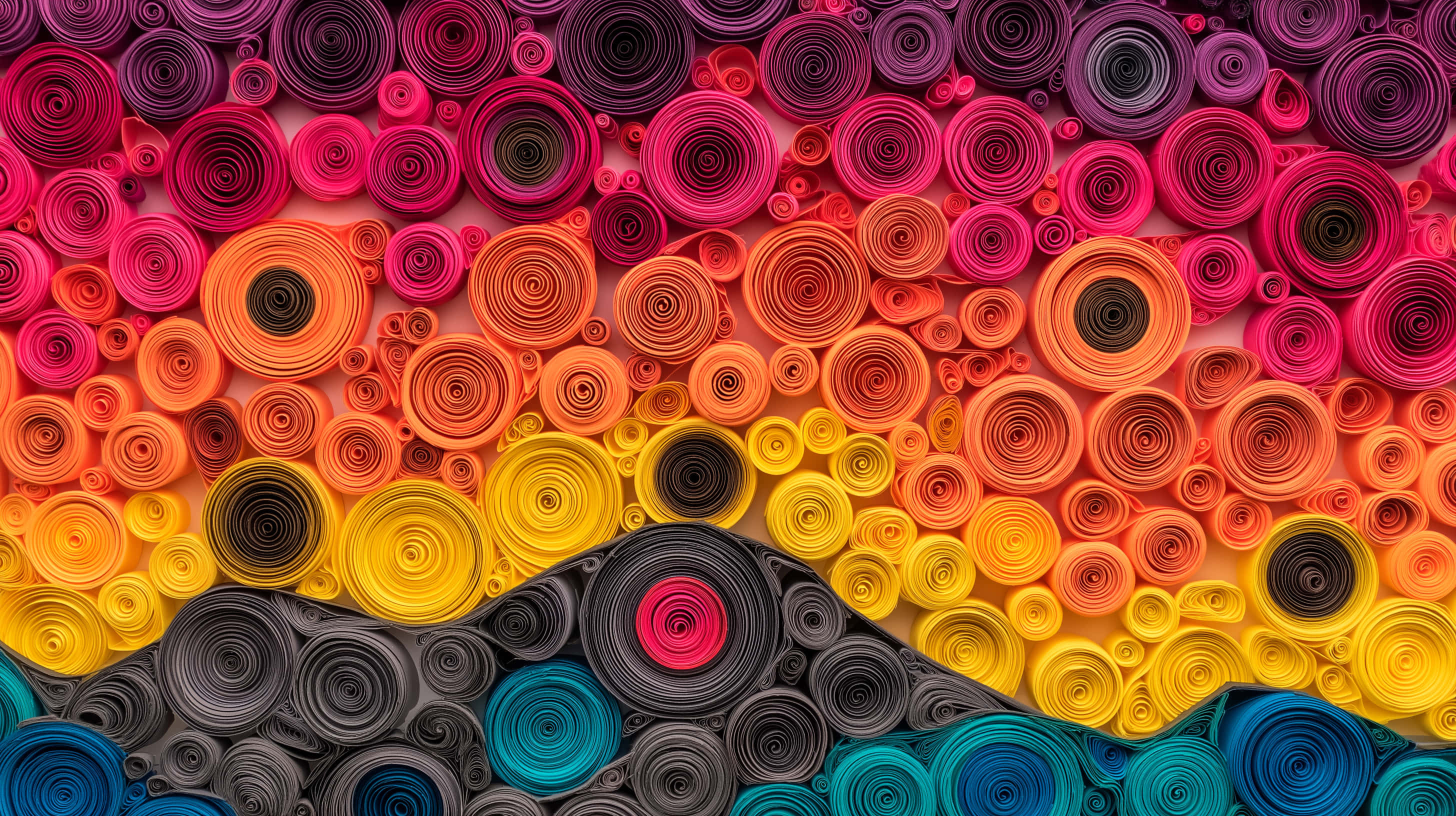 Rực rỡ Nghệ thuật Quilling Trừu tượng Thiết kế Cảnh hoàng hôn Hình nền