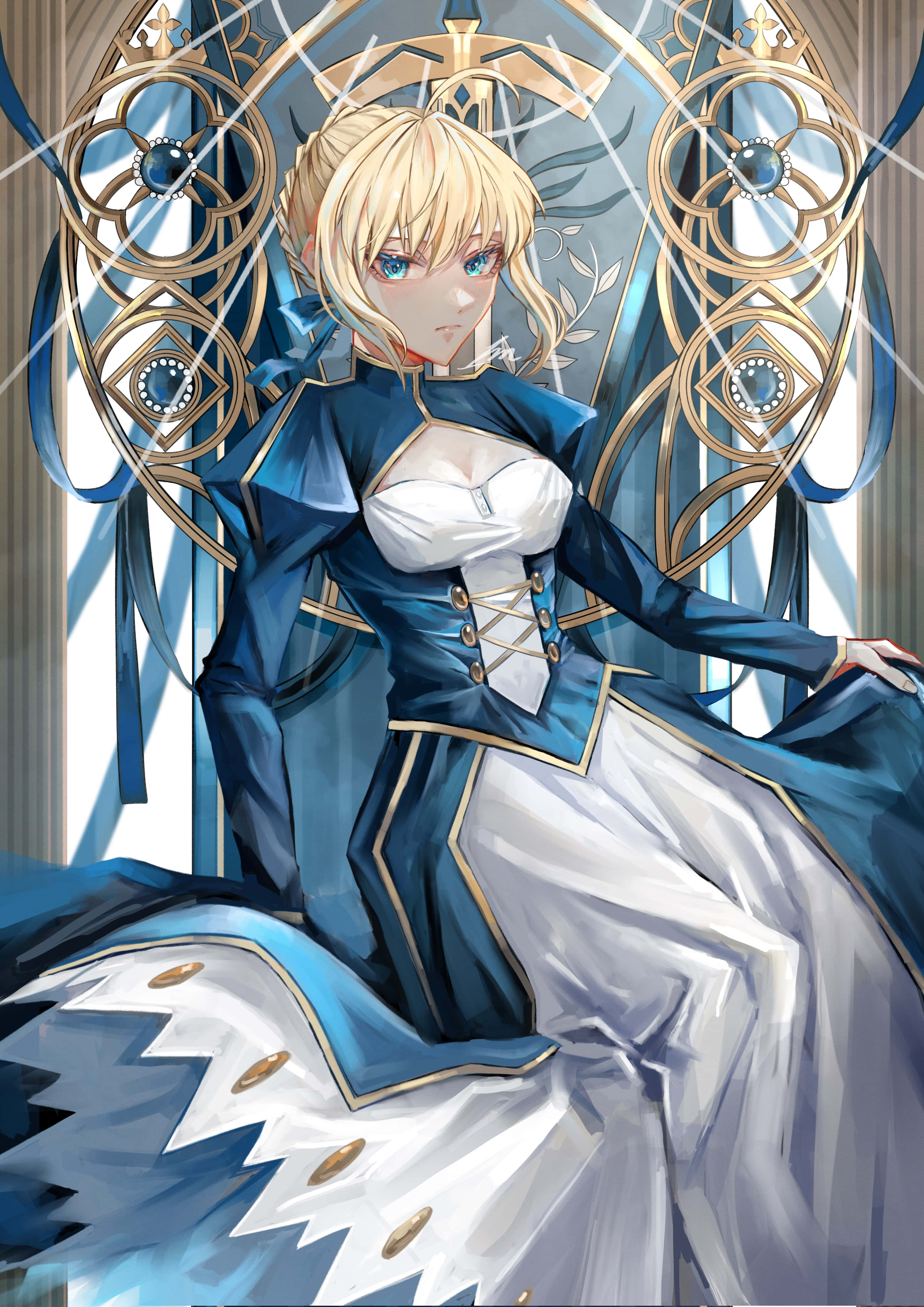 Saber Fate Stay Night trên Ngai Vàng Thép Hình nền