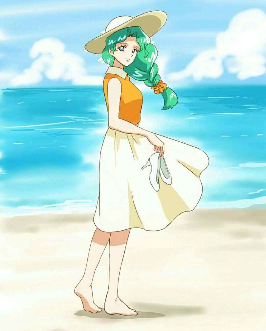 Sailor Neptune trong trang phục chiến đấu đầy đủ Hình nền