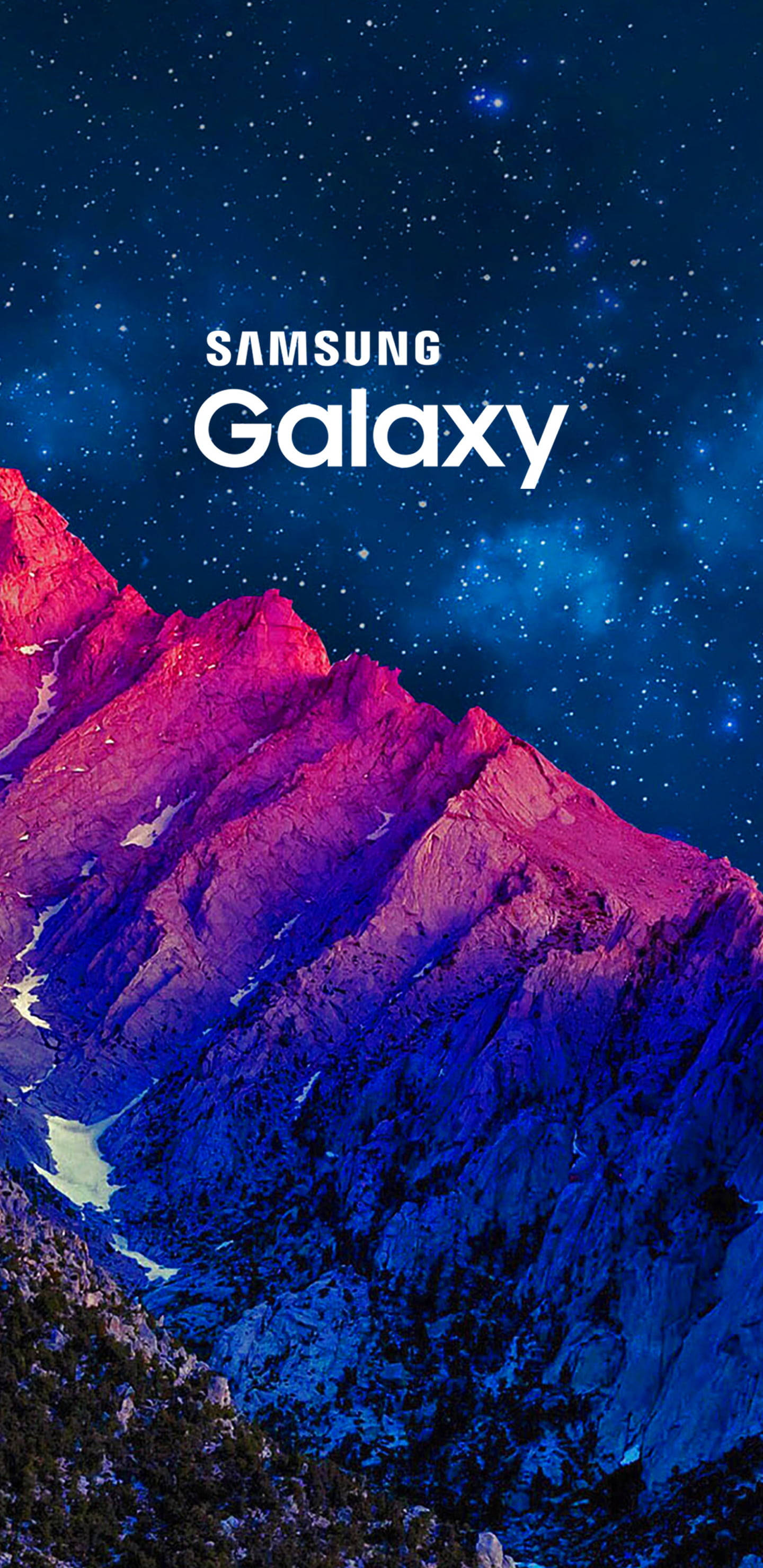Samsung Galaxy J6 chiếu sáng những đỉnh núi lúc hoàng hôn Hình nền