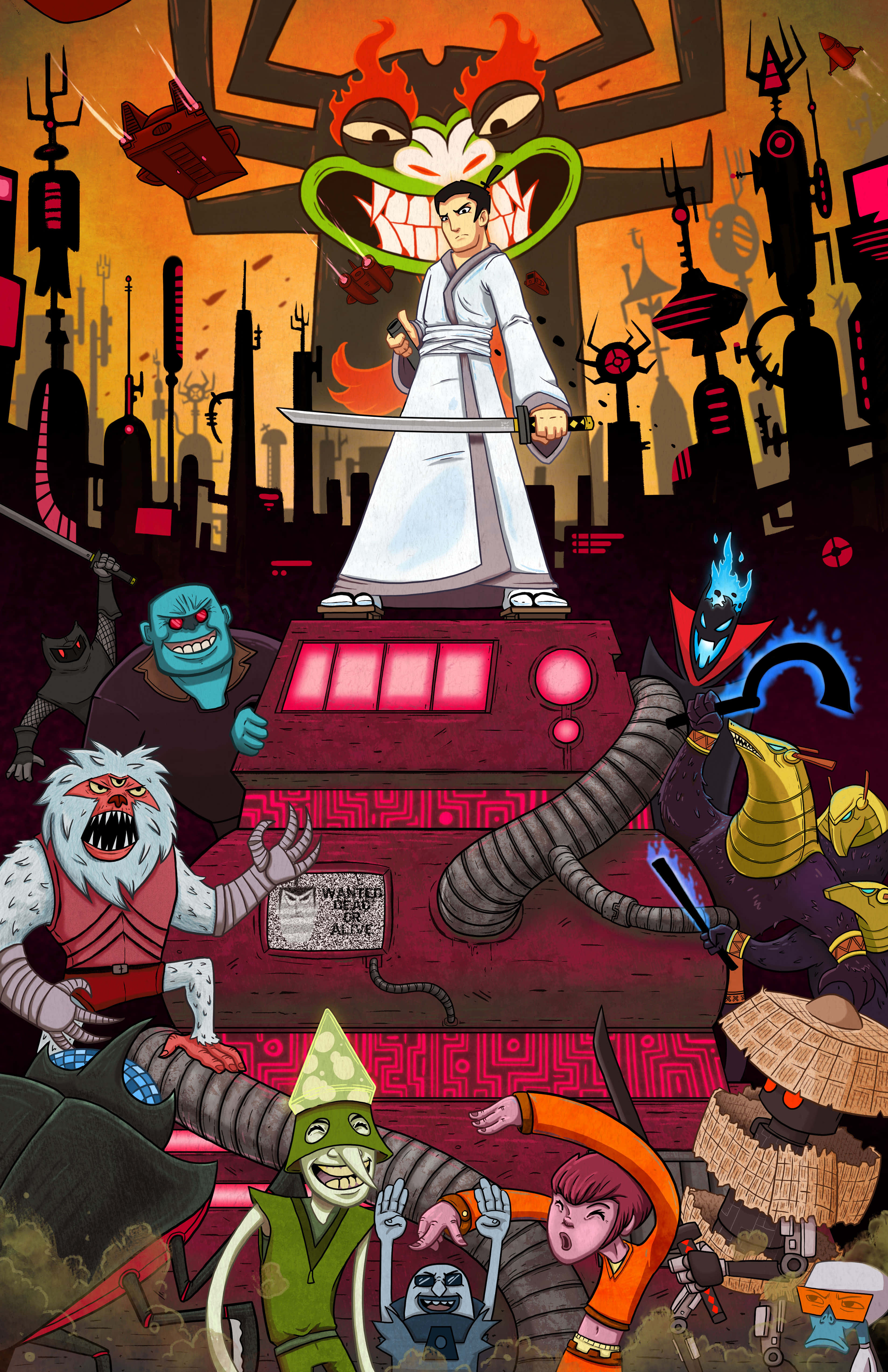 Samurai Jack trong khung cảnh cách điệu Hình nền
