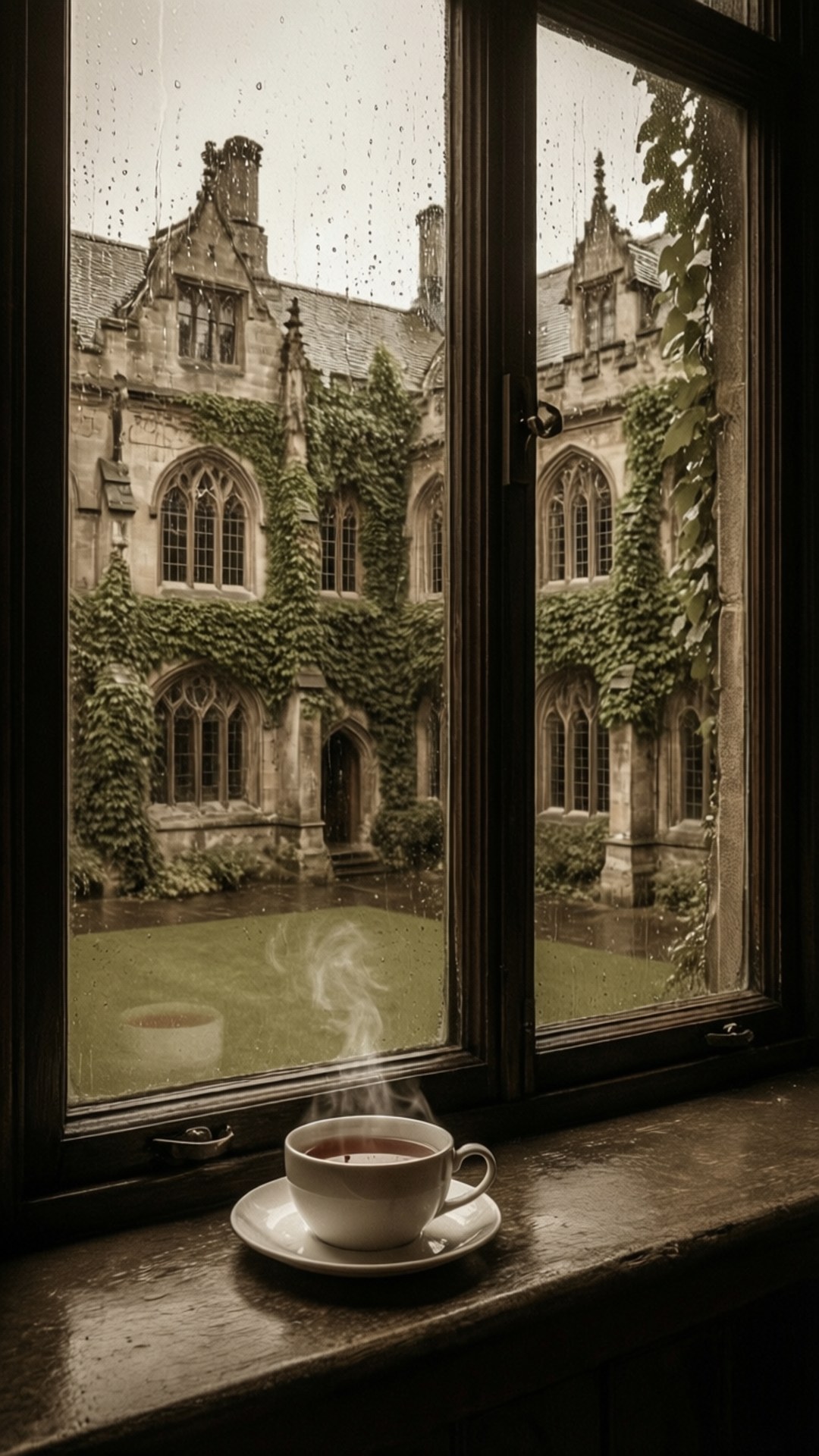 Sân Trong Kiểu Gothic Dưới Mưa Hình nền