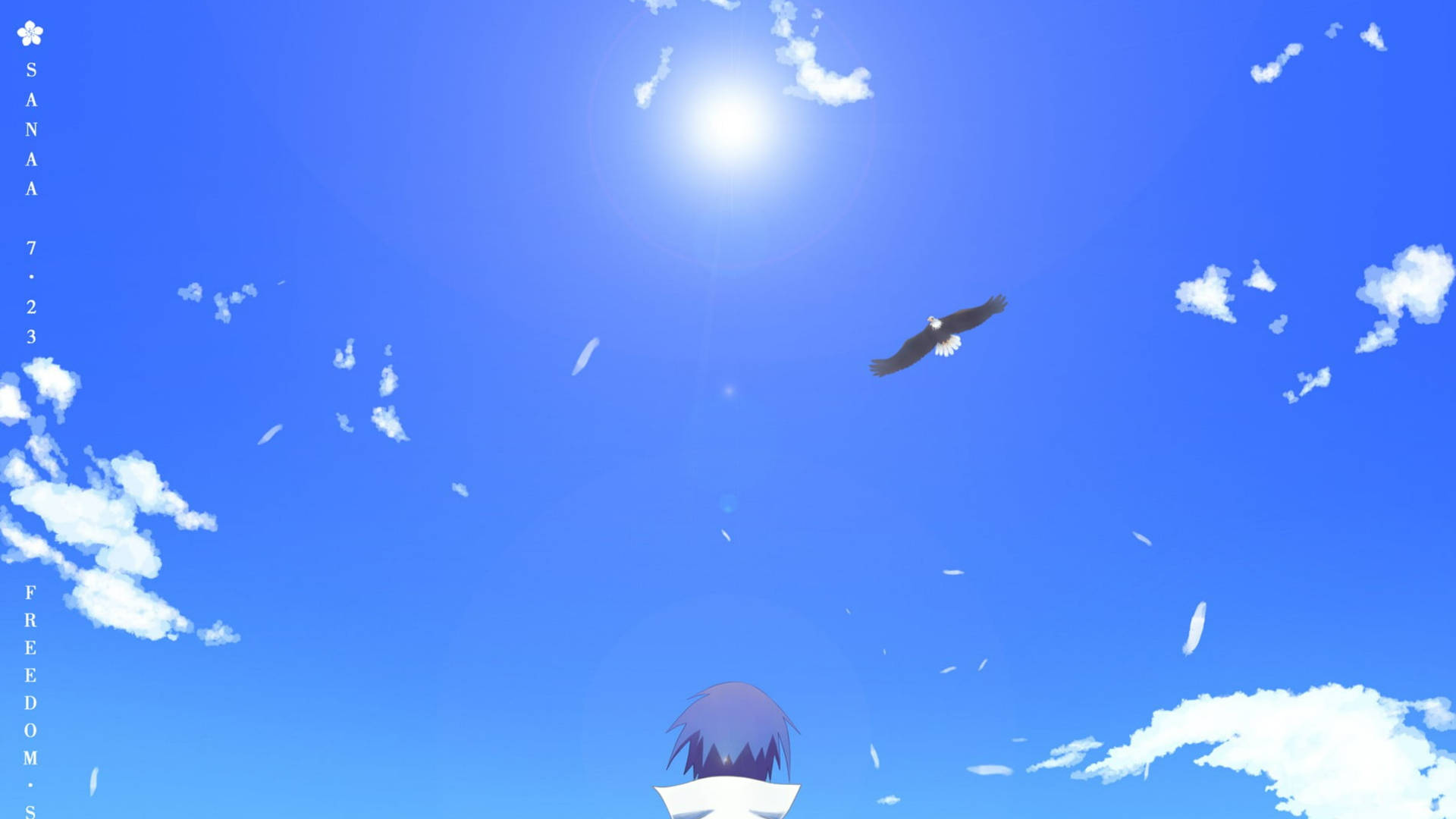 Hình nền Sasuke dưới bầu trời xanh nắng.