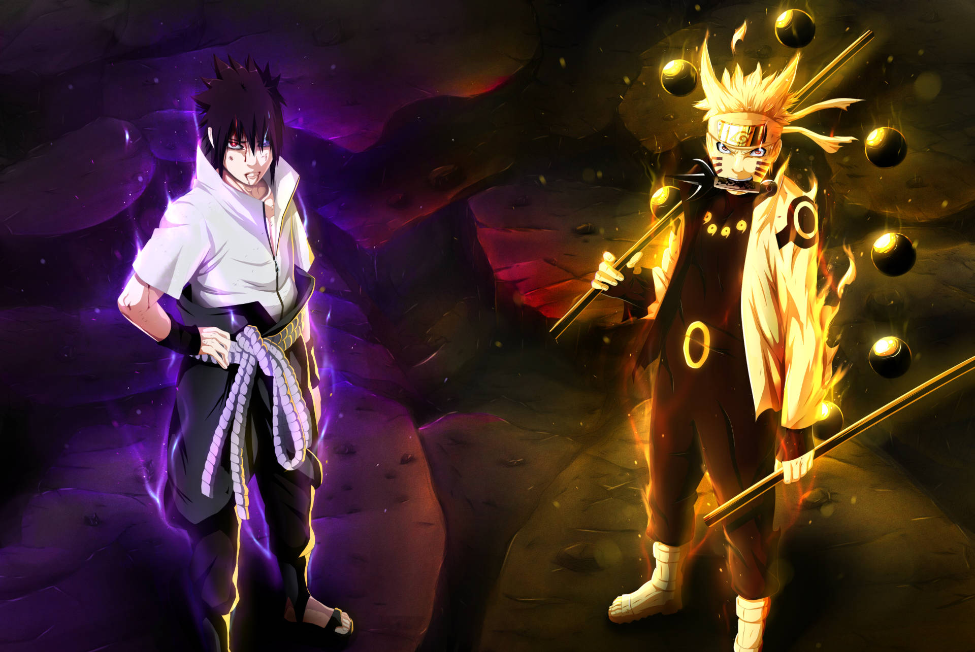 Sasuke Lục Đạo Và Naruto Laptop Hình nền