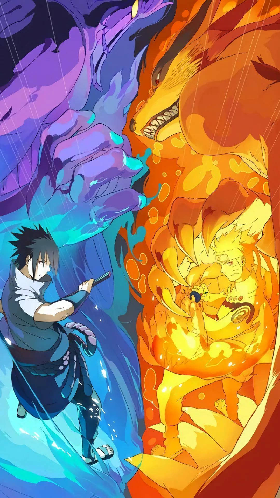 Sasuke Naruto iPhone với Chakra Bóng Tối và Cửu Vĩ Hình nền