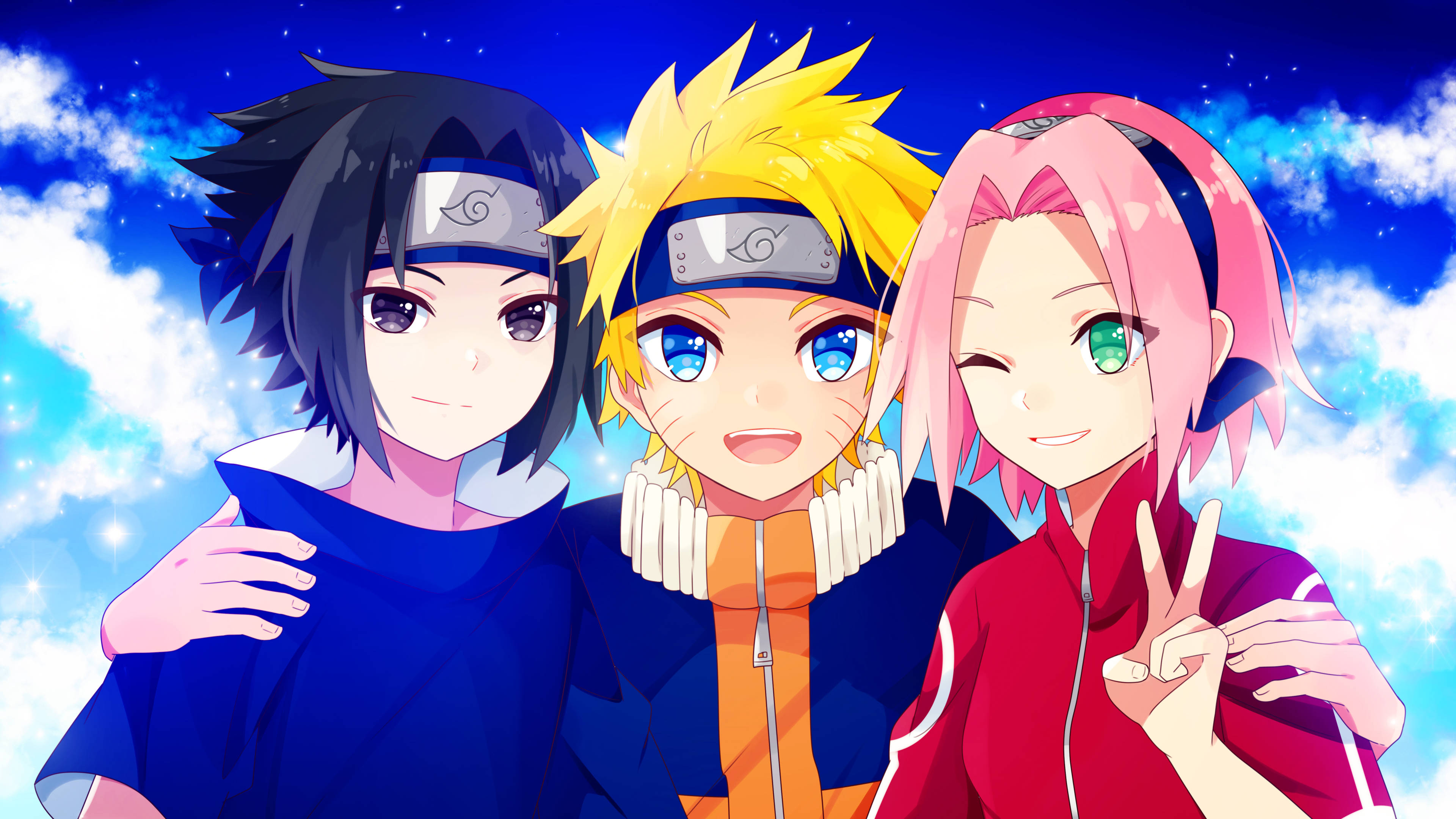 Sasuke, Naruto và Sakura 4K Hình nền