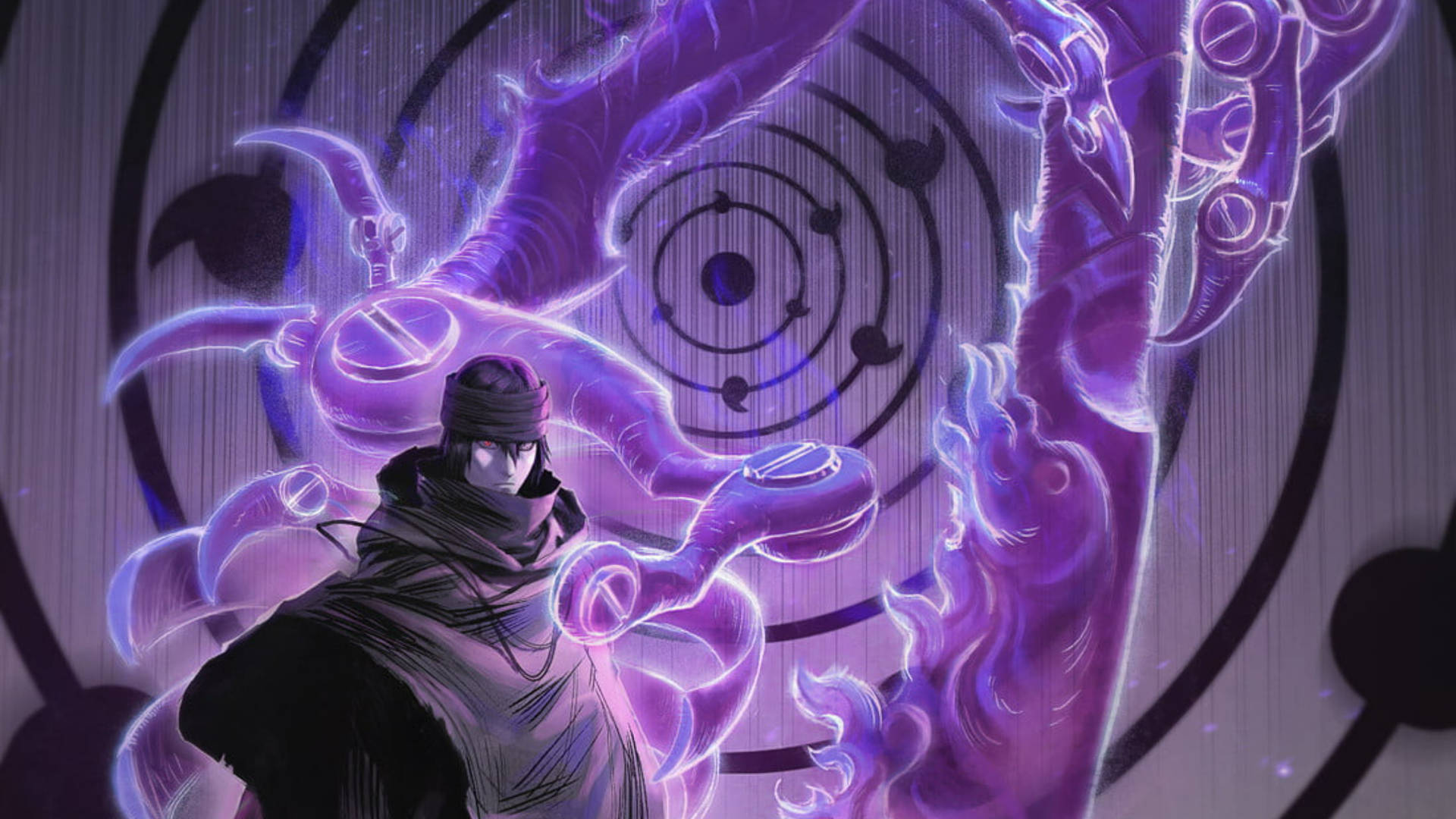 Hình nền tím Sasuke Rinnegan Dōjutsu.