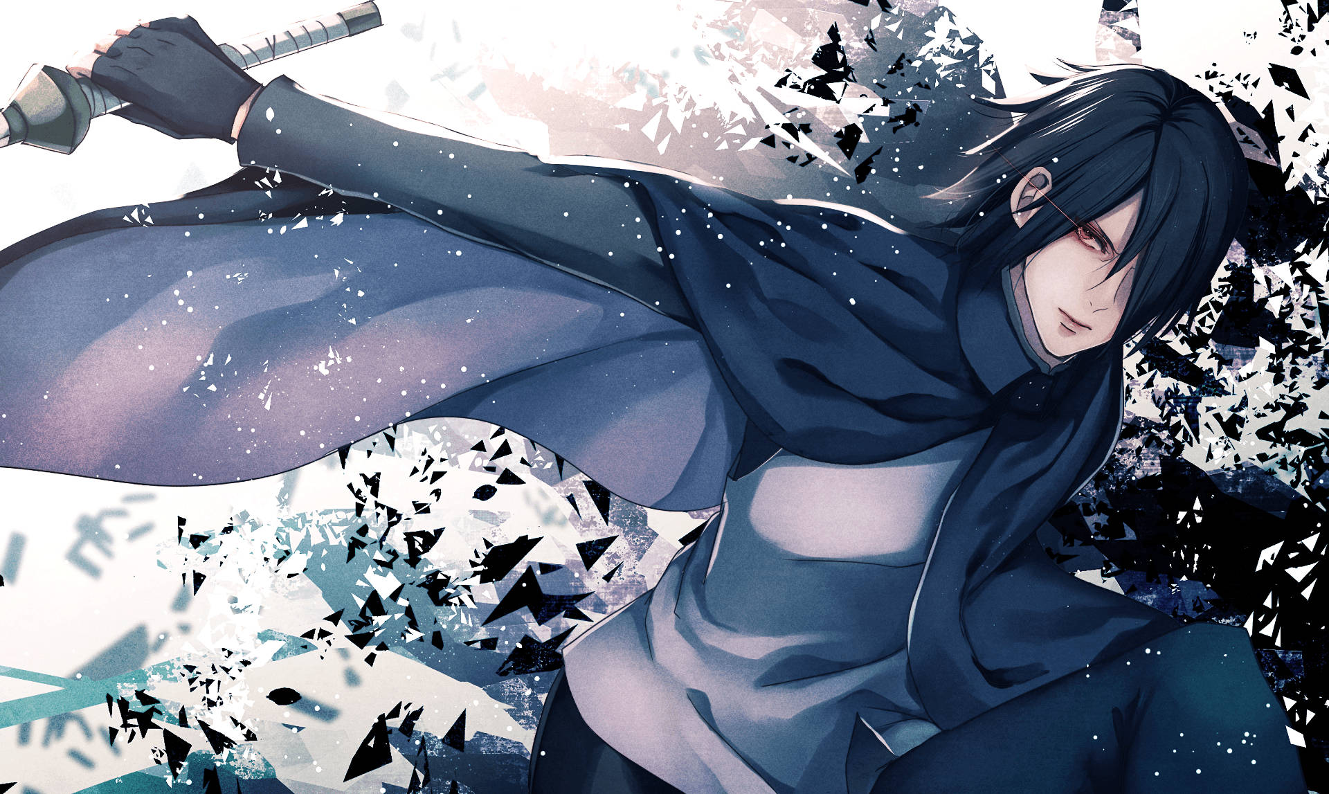 Hình nền Sasuke Uchiha khoác áo choàng Chớp sáng màu đen.