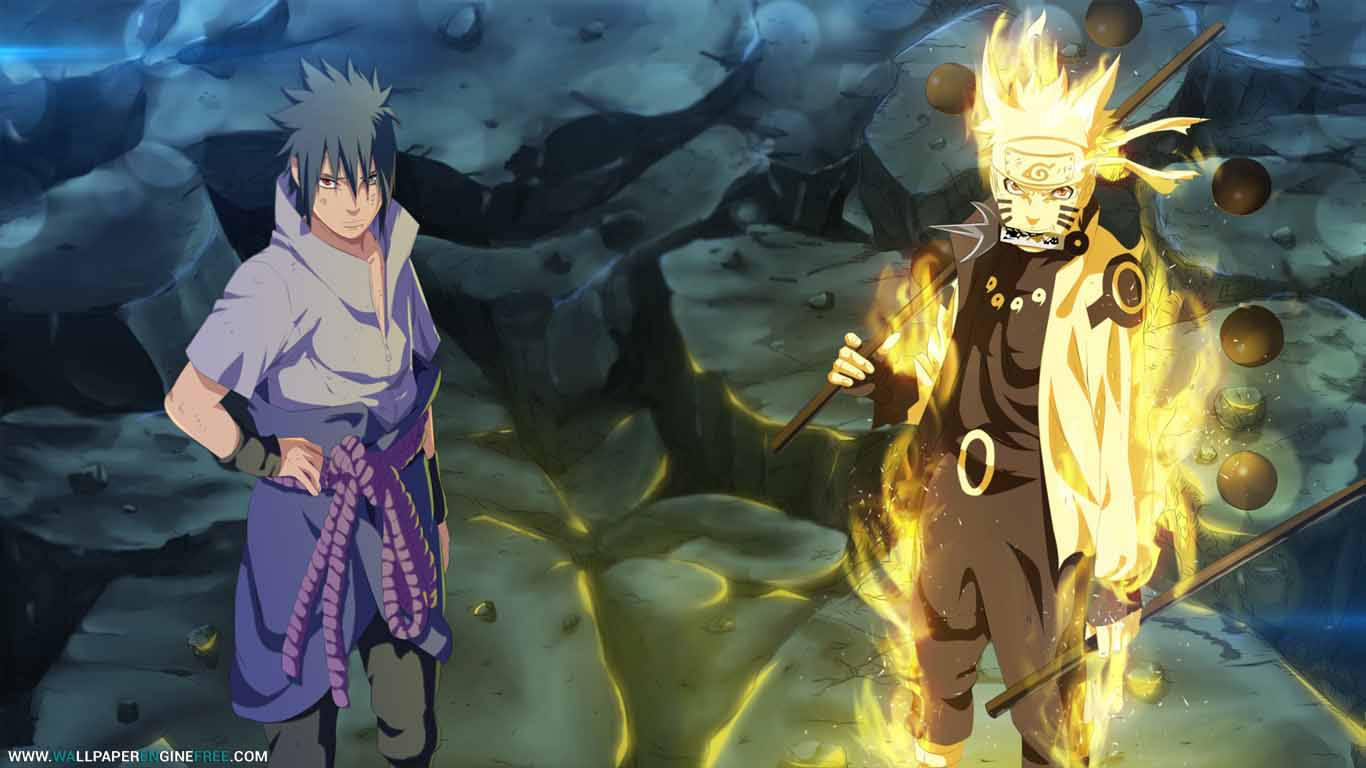 Hình nền Sasuke và Naruto trong Chế độ Lục Đạo Tiên Nhân.