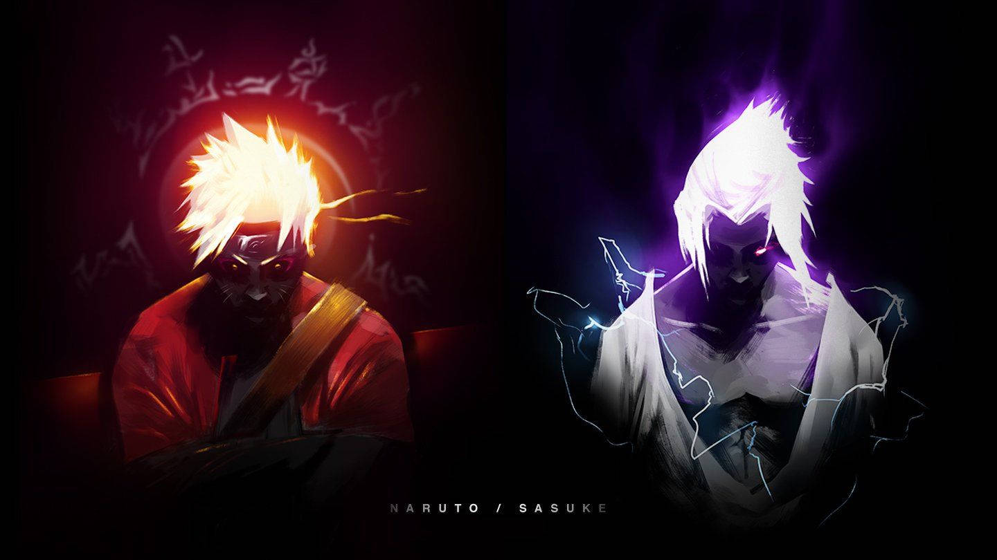 Sasuke và đối thủ truyền kiếp Naruto, thể hiện sự căng thẳng trong cuộc cạnh tranh Hình nền