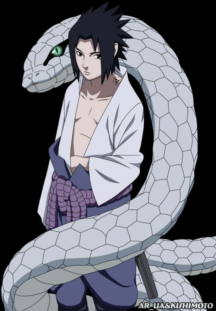 Sasuke với con rắn khổng lồ Hình nền
