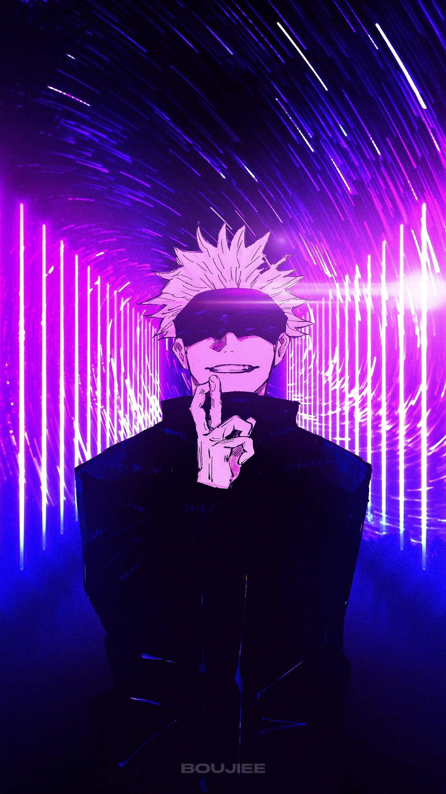 Satoru Gojo Neon Tím Jujutsu Kaisen Điện Thoại Hình nền