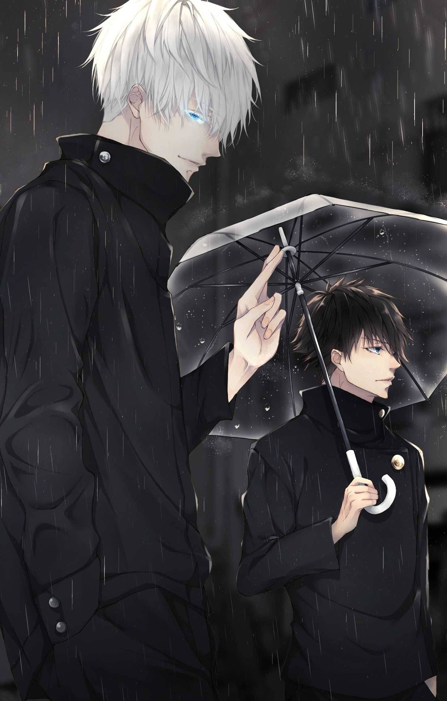 Satoru Và Megumi Jujutsu Kaisen Điện Thoại Tối Mưa Hình nền