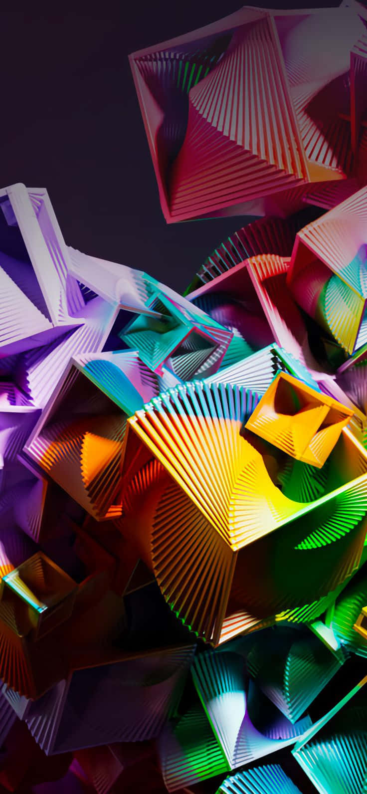 Sculpturi din hârtie acordeon abstracte și colorate Hình nền