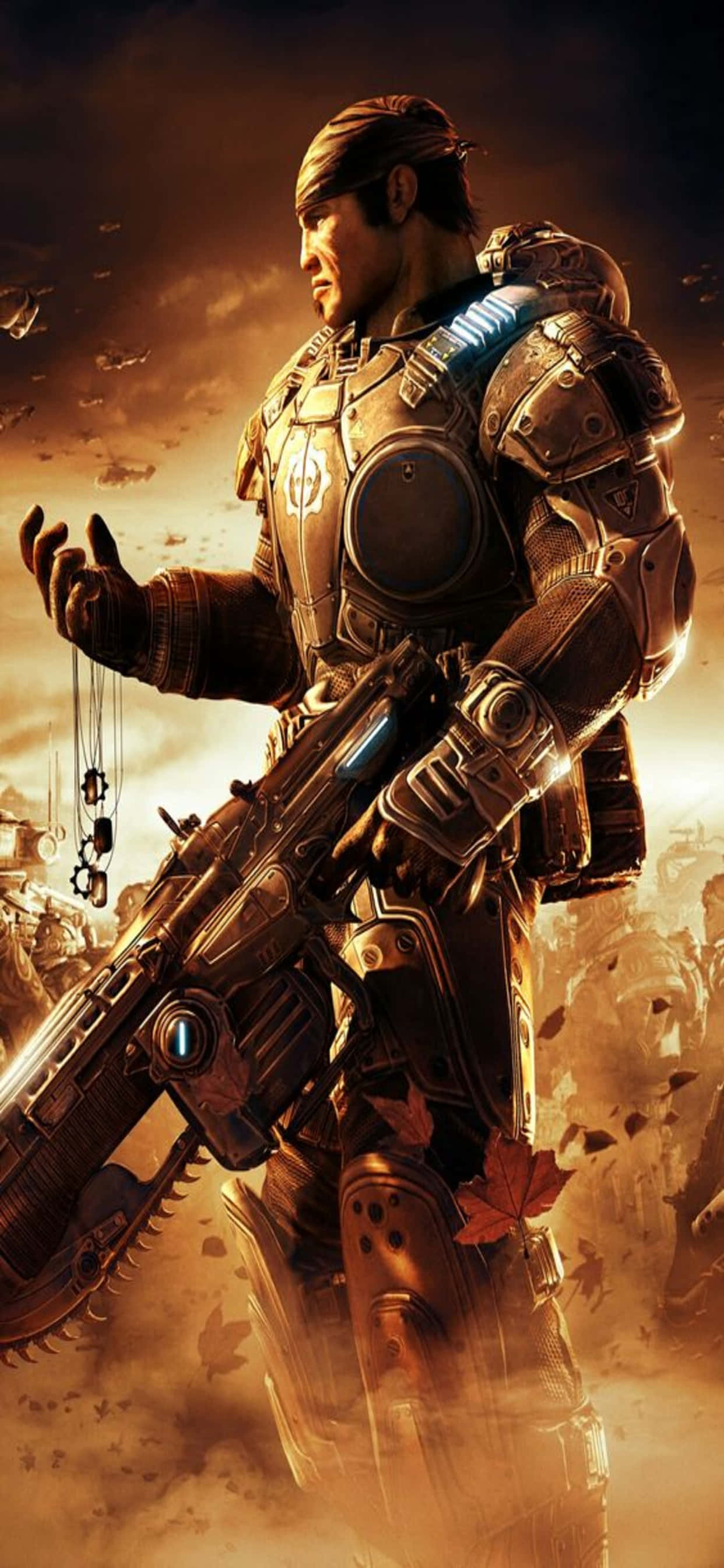 Hình nền iPhone XS Max Gears Of War 5 Marcus tông màu nâu đỏ Hình nền