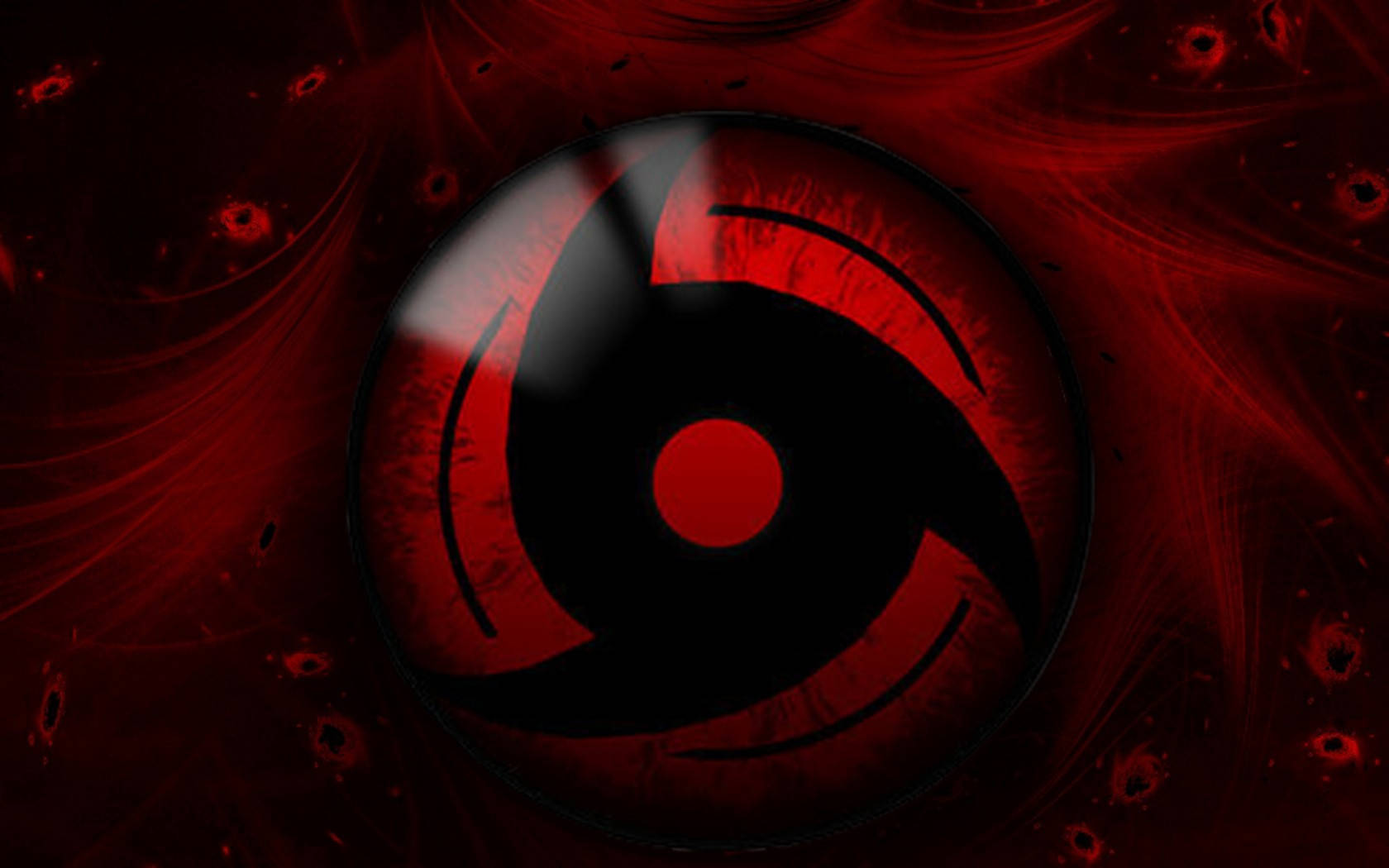 Sharingan Đỏ Sống Động Với Sóng Và Hạt Hình nền