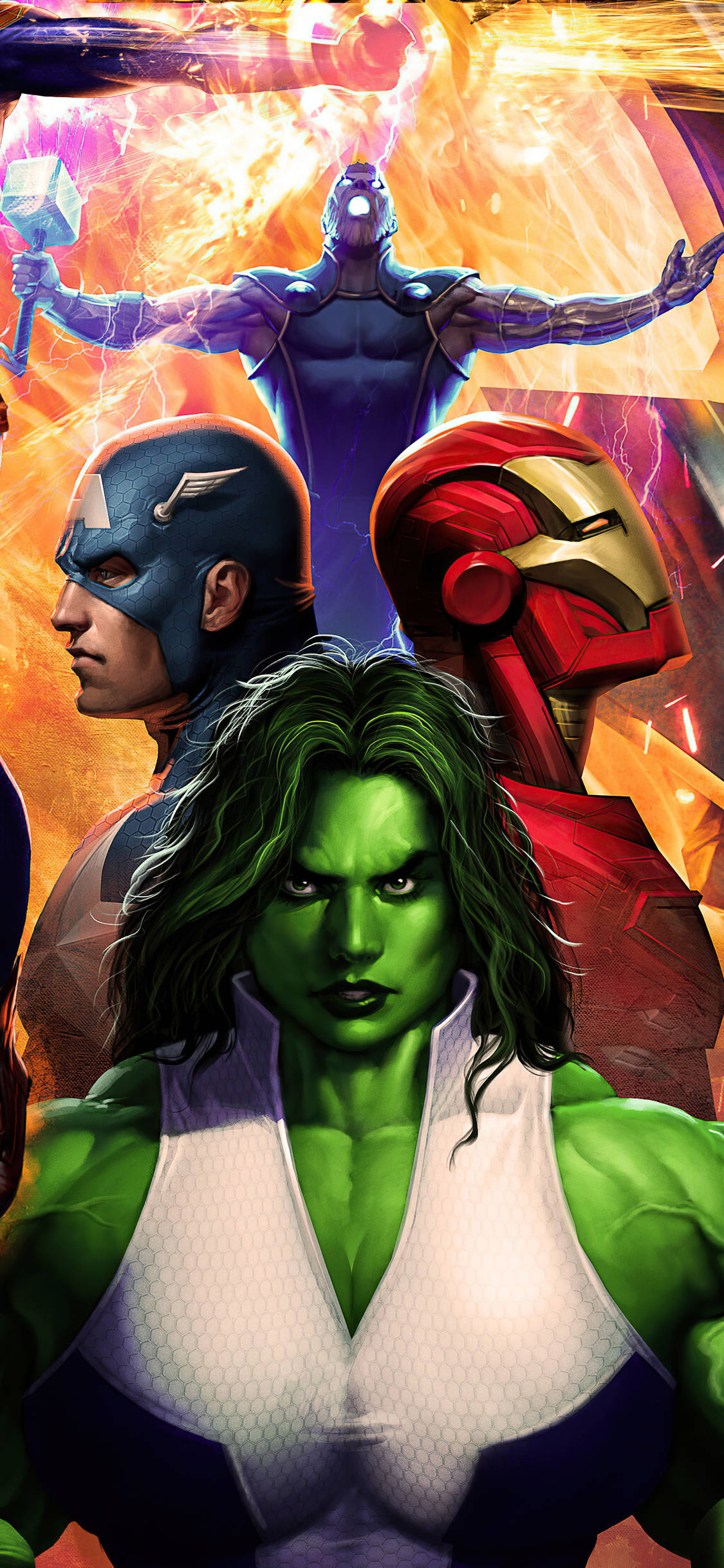 She Hulk Với Các Anh Hùng Marvel Hình nền