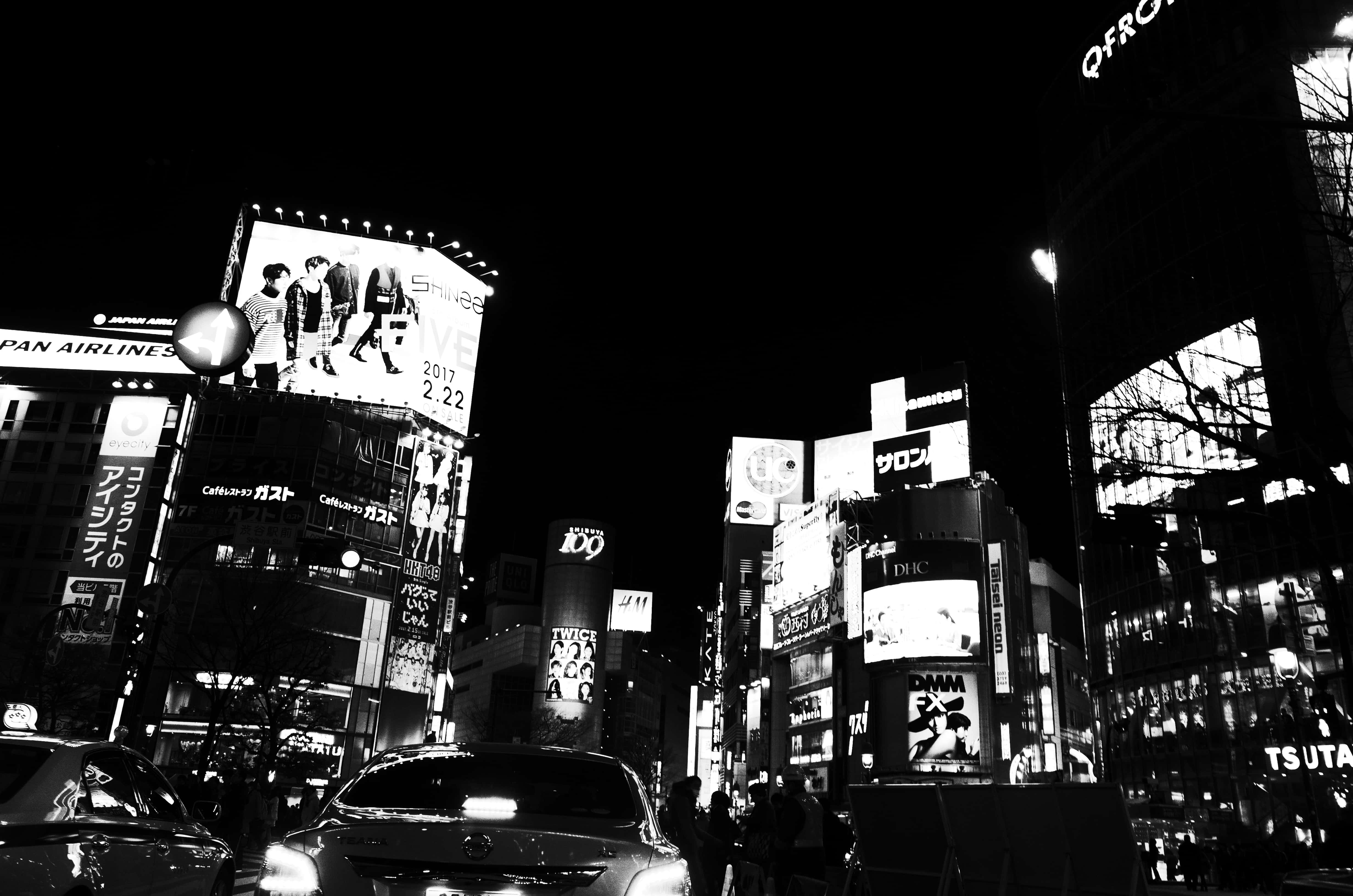 Shibuya Nhật Bản Đen Trắng Hình nền