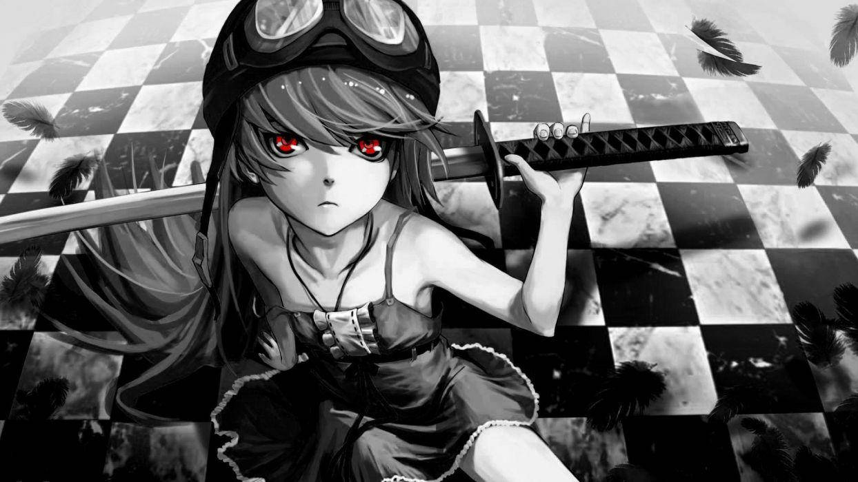 Shinobu Oshino cô gái anime với thanh kiếm Hình nền