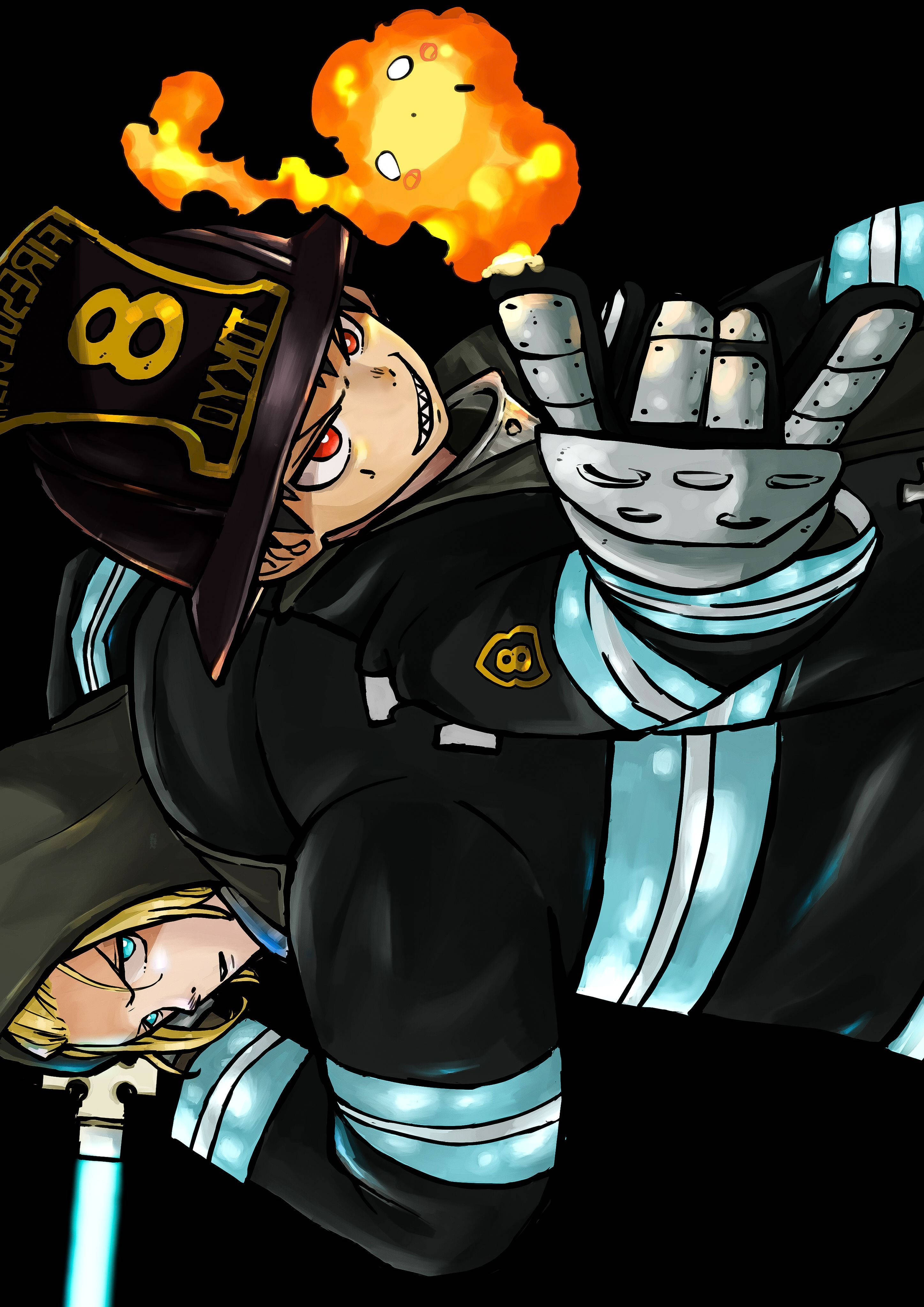 Shinra và Arthur đối đầu với Infernal Hình nền