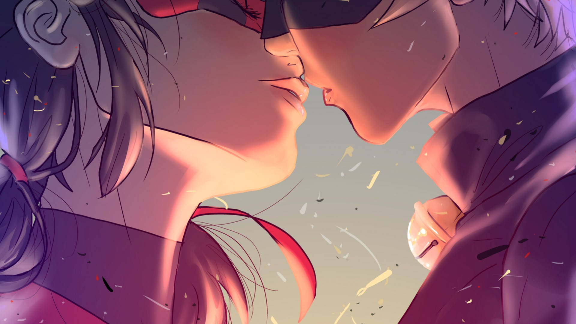 Siêu anh hùng Ladybug và Cat Noir hôn nhau Hình nền
