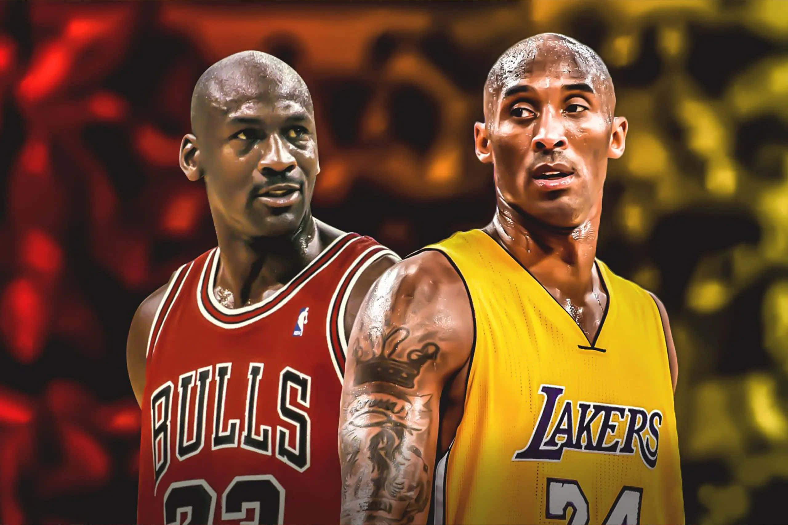 Siêu sao NBA Kobe Bryant và Michael Jordan minh họa kỹ thuật số Hình nền