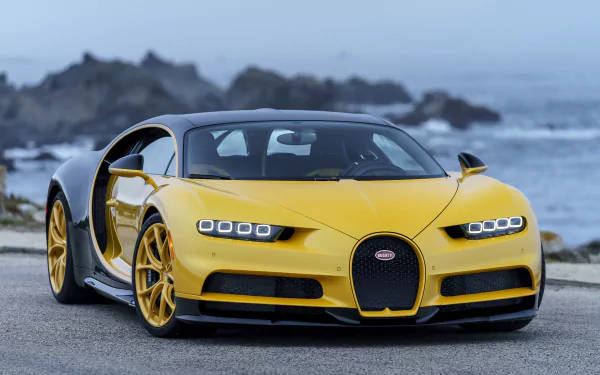 Bugatti Chiron màu vàng 4K