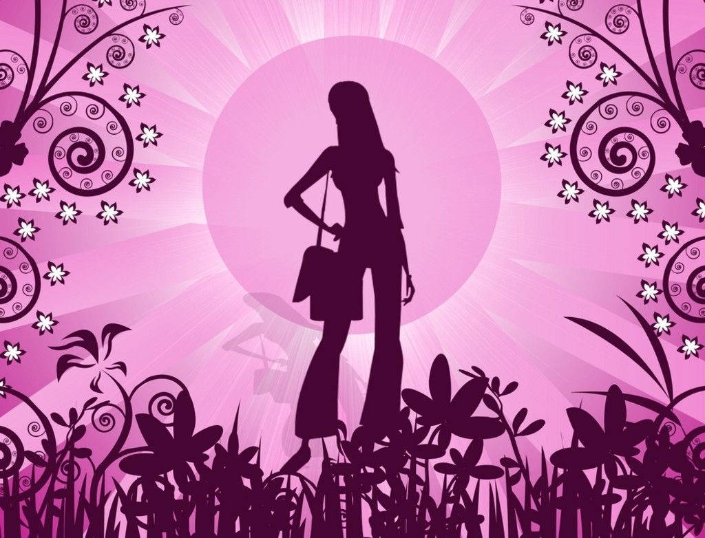Silhouette Nữ Dễ Thương Hình nền