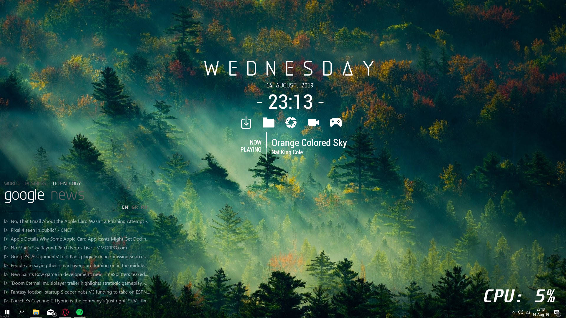 Skin Rainmeter với Rừng Cây Tuyệt Đẹp