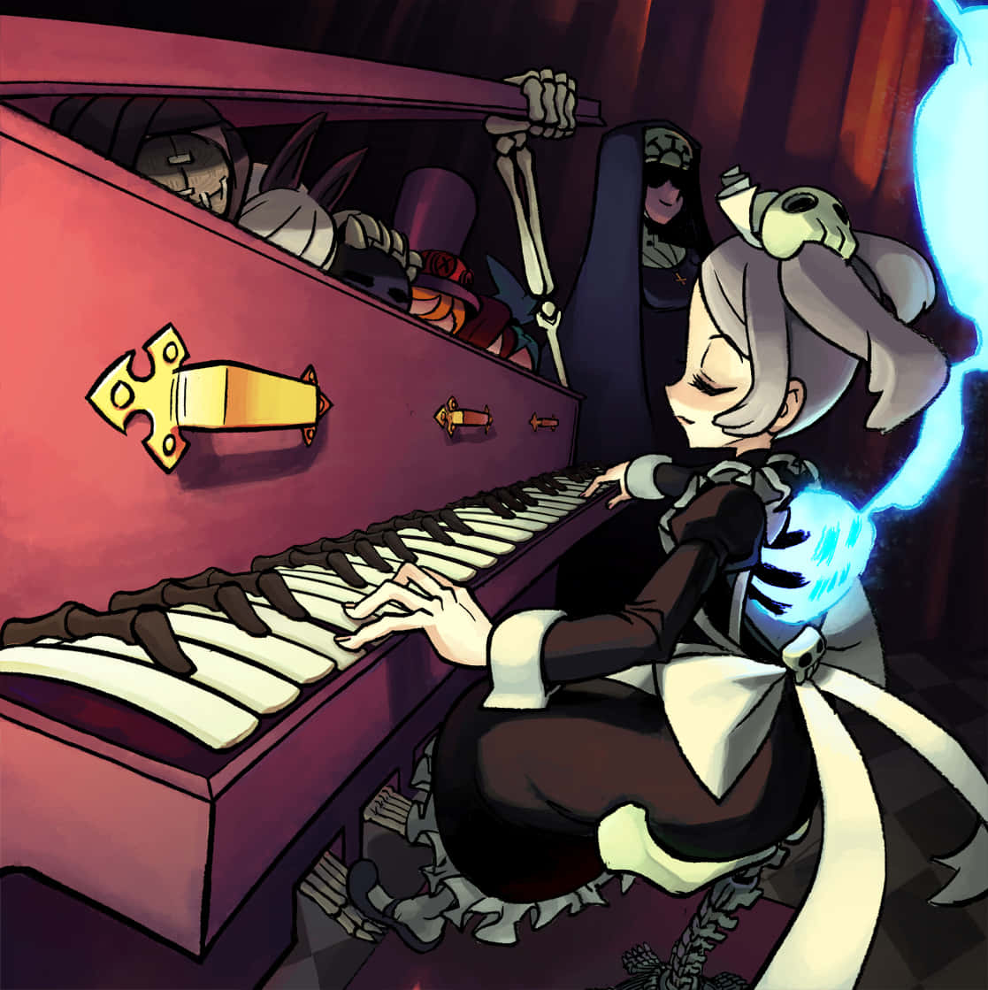 Skullgirls Bloody Marie chơi đàn piano Hình nền