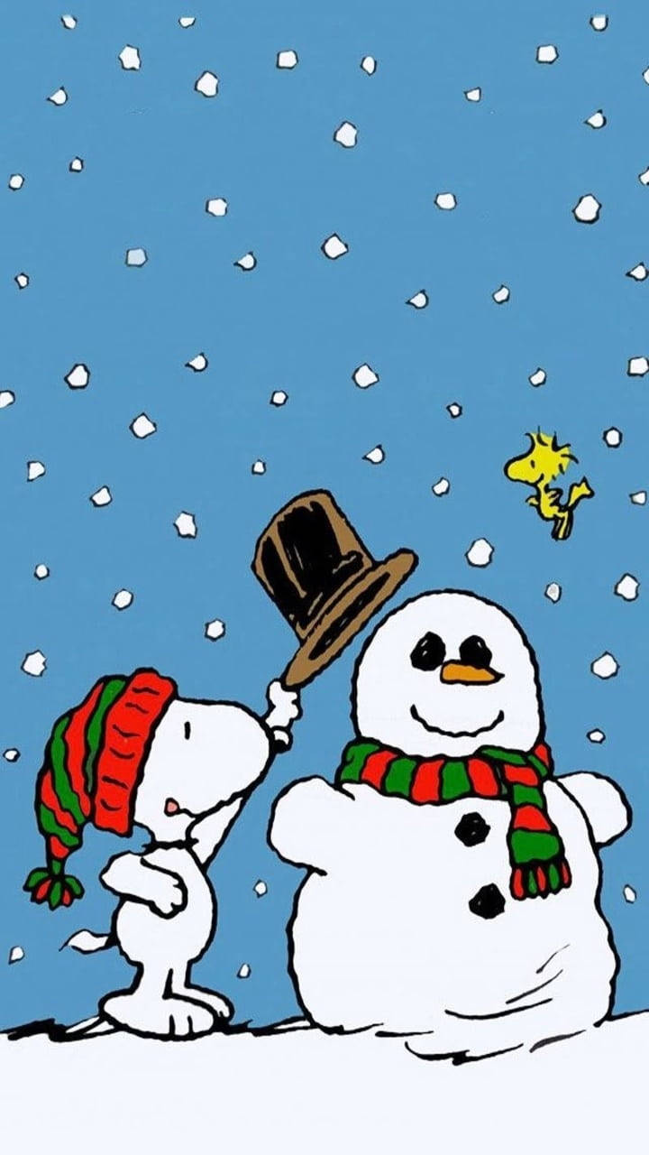 Snoopy Giáng Sinh Mũ Người Tuyết Hình nền