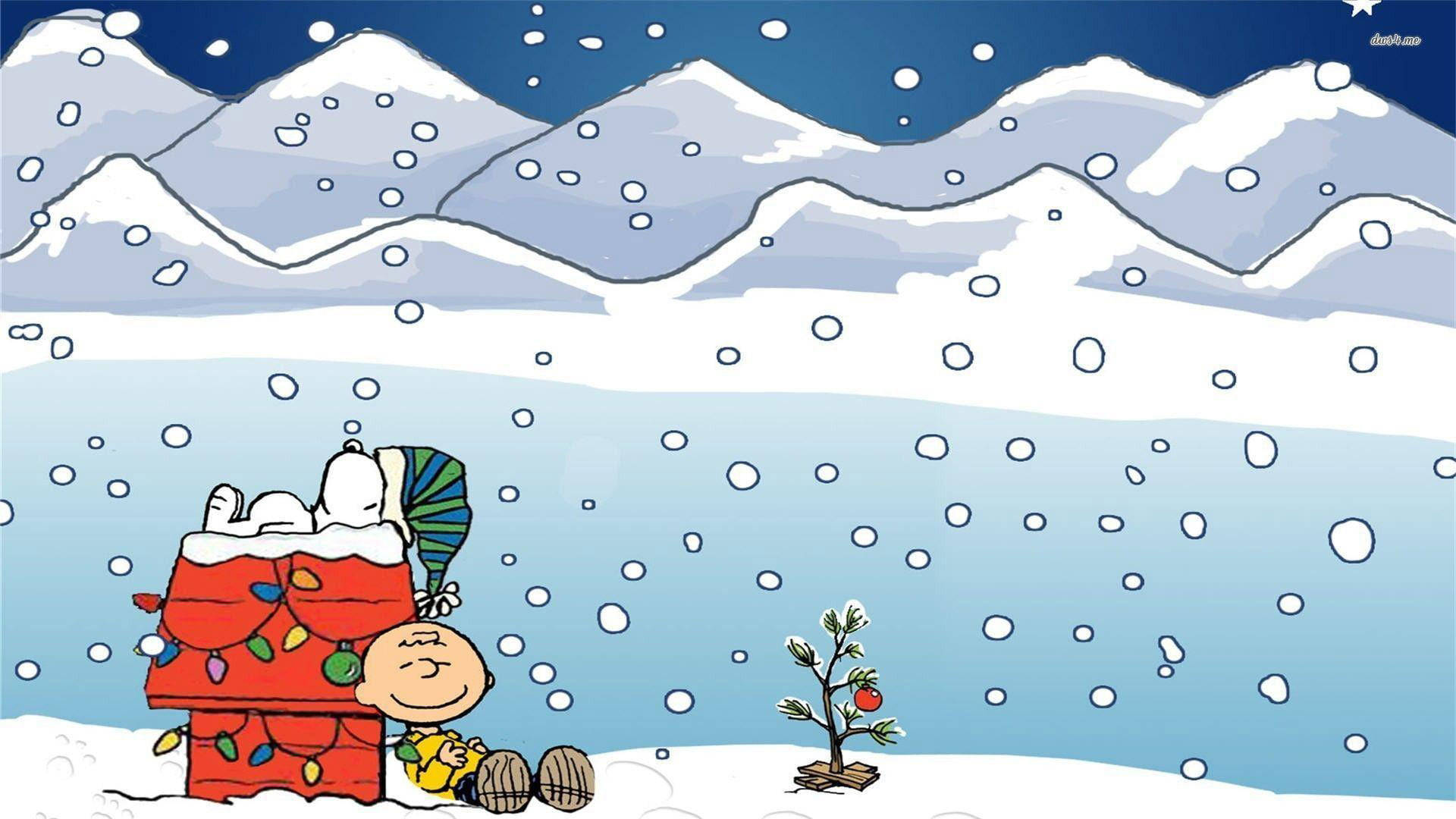 Snoopy Giáng Sinh Tuyết Ngoài Trời Hình nền