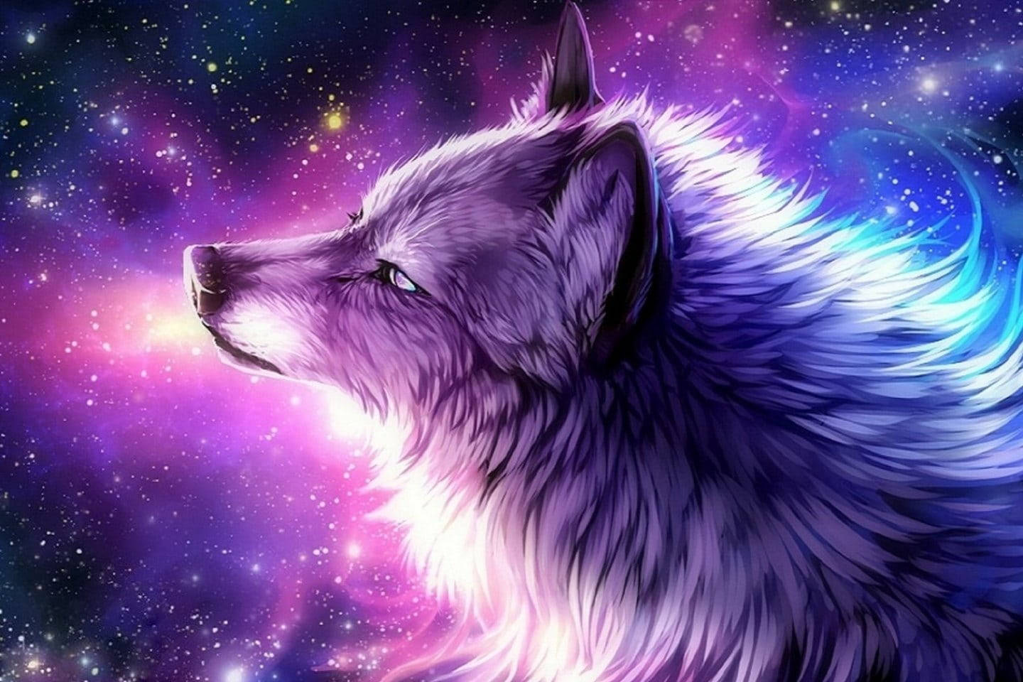 Sói Anime Phong Cách Ngân Hà Tím Hình nền