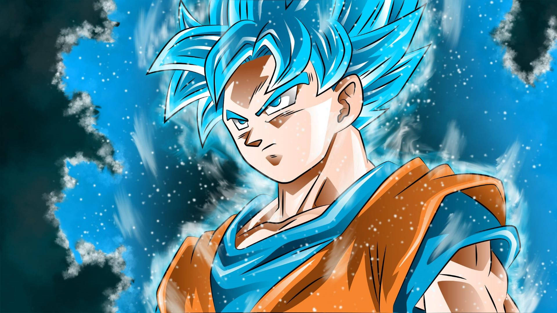 Hình nền Son Goku cận cảnh ở chế độ Super Saiyan Blue.