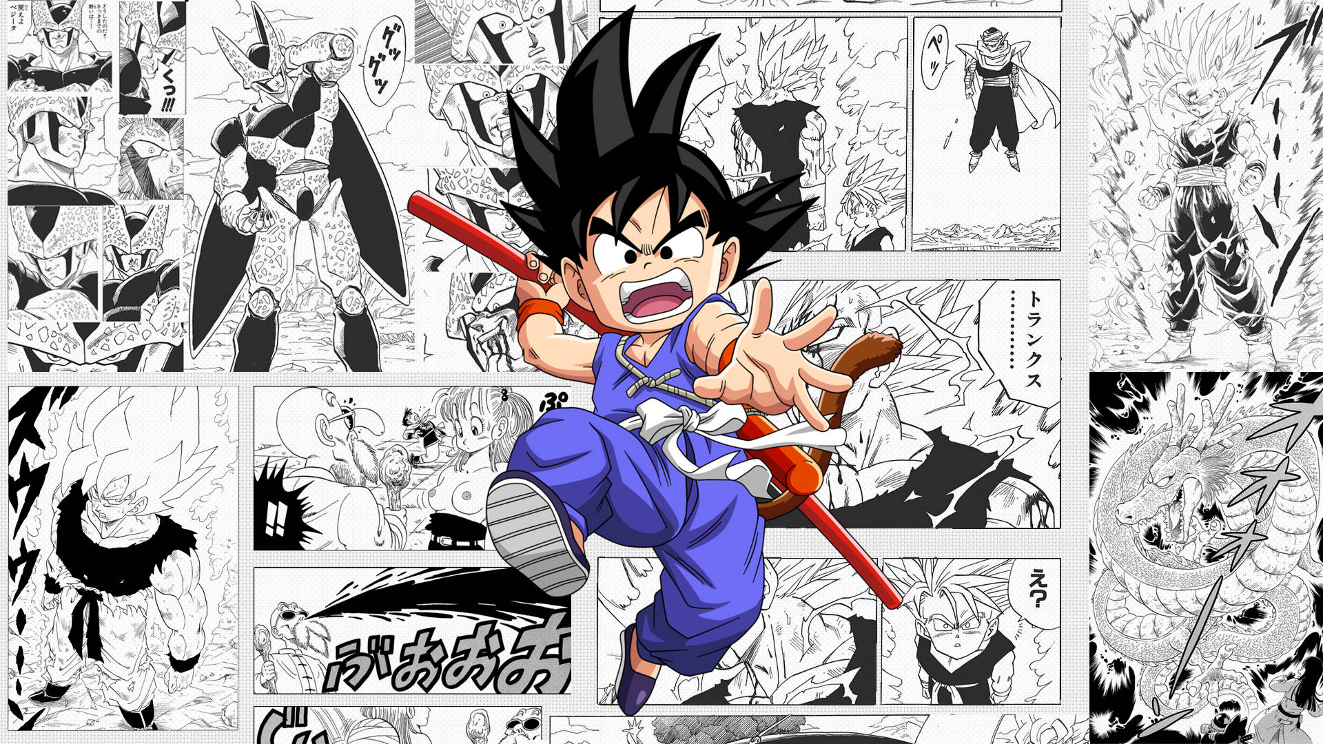 Son Goku nhỏ trong khung truyện tranh Hình nền