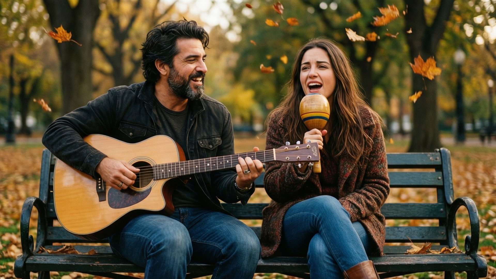Song ca trên ghế đá công viên Hình nền